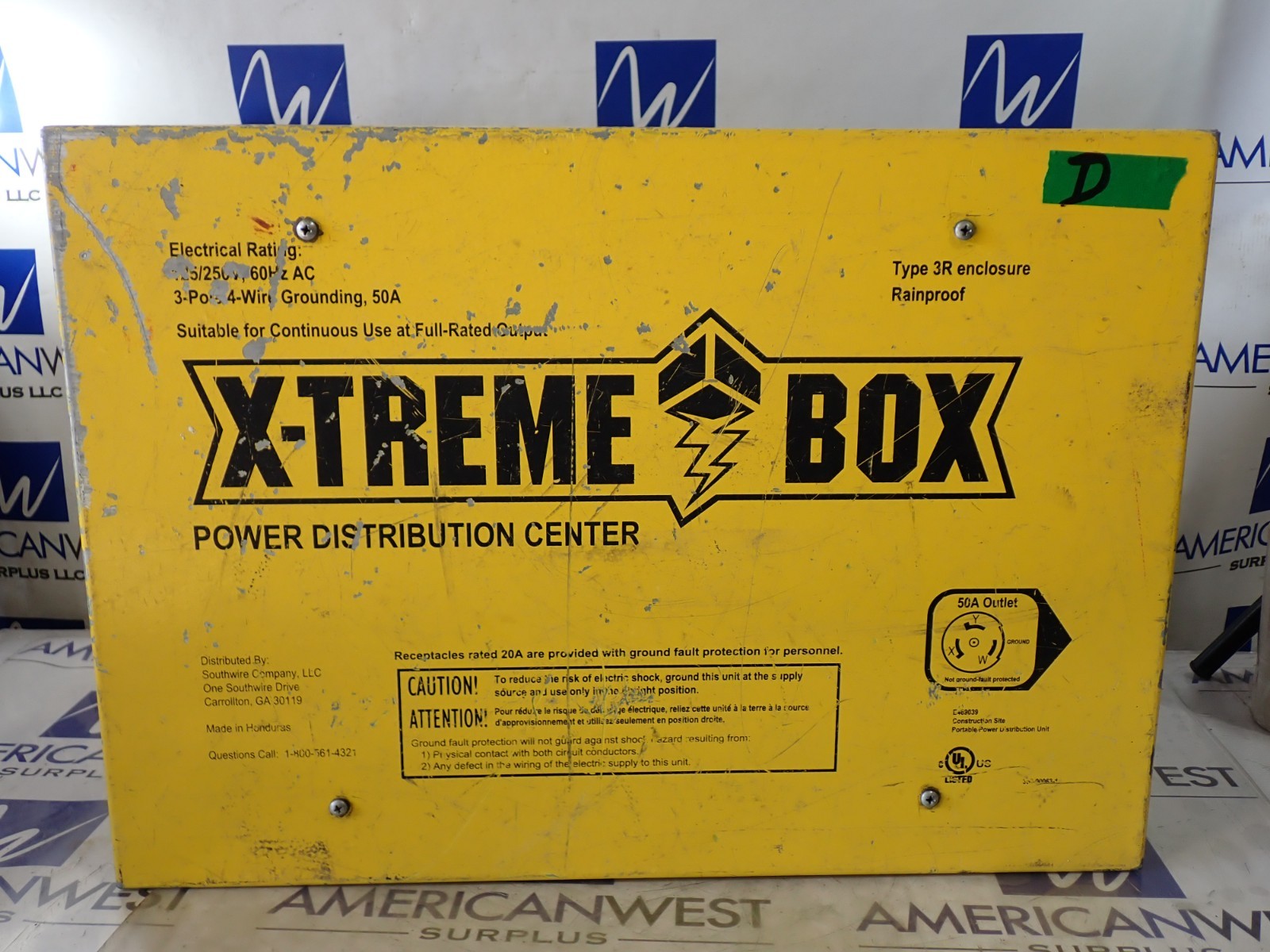 Southwire Portable Power Distribution Unit 01970-3R02 X-TREME Box 50 amp 3R