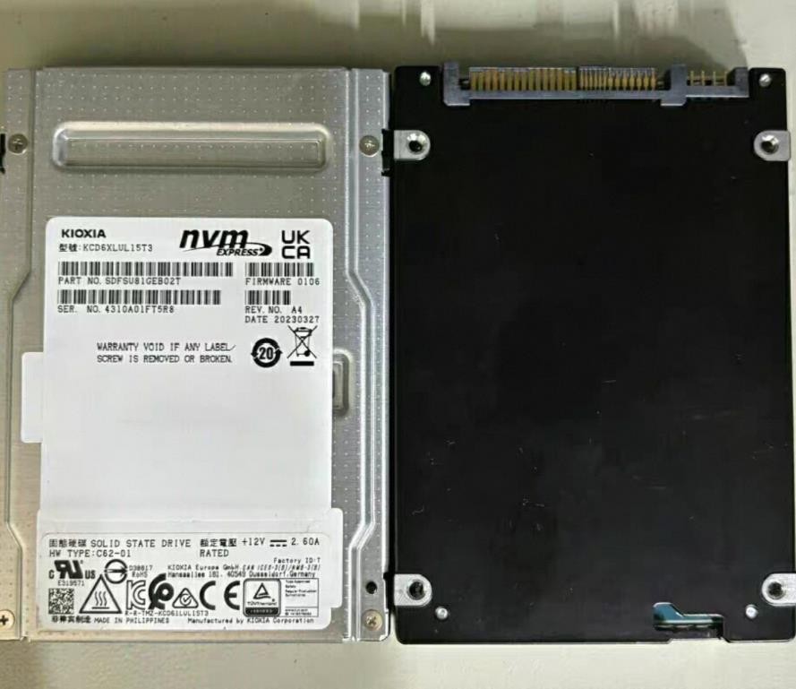 KIOXIA CD6 15.36TB SSD 2.5" U.2 KCD6XLUL15T3 NVME PCIe4.0 X4 Solid State Drive