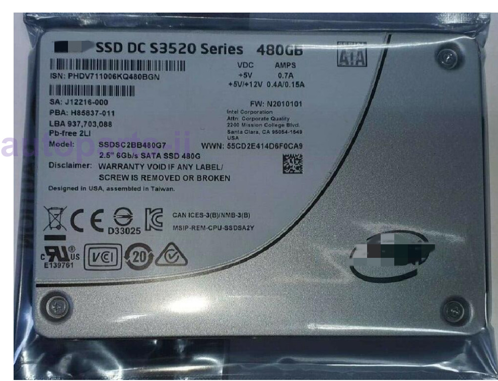 FOR Intel DC S3520 SERIES SSDSC2BB480G7 480GB SATA-6GBPS 3D1 MLC 2.5" SSD Drives