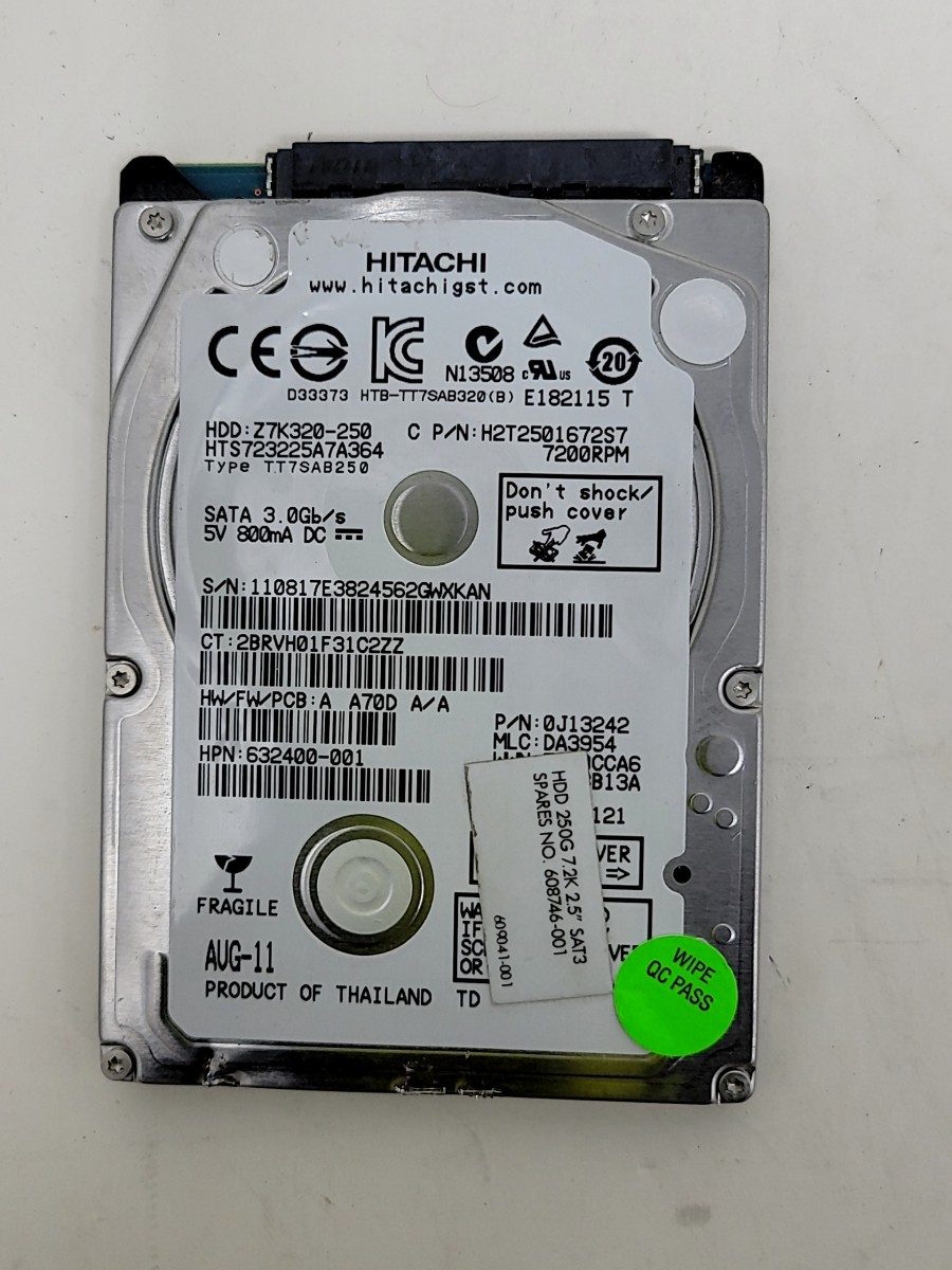 HITACHI HTS723225A7A364 0J13242 Hard Drive 2.5" SATA 250GB