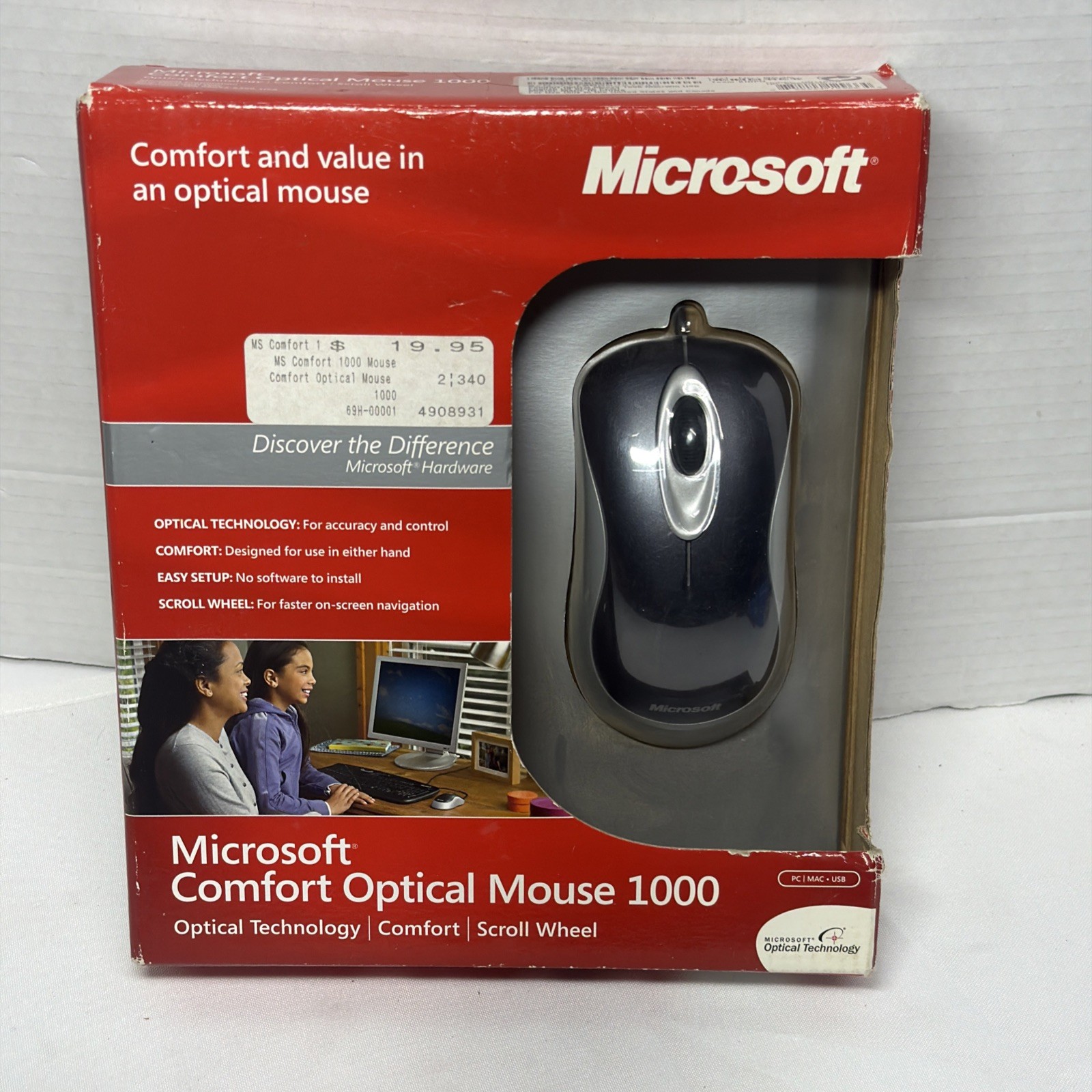 BRAND NEW Microsoft Comfort Mouse 1000 Wired USB Model 1068 FACTORY SEALED NOS