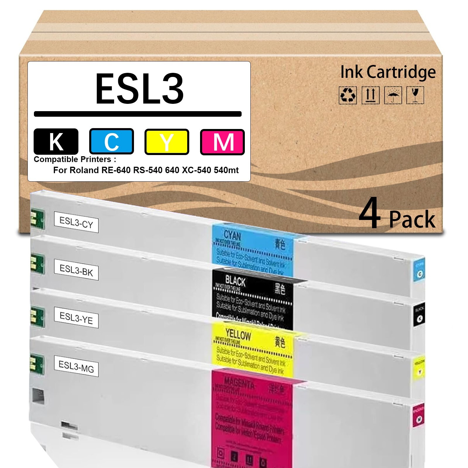 4 Pack 440ML ESL3 Ink Cartridge  for ESL3-4BK ESL3-4CY ESL3-4MG ESL3-4YE