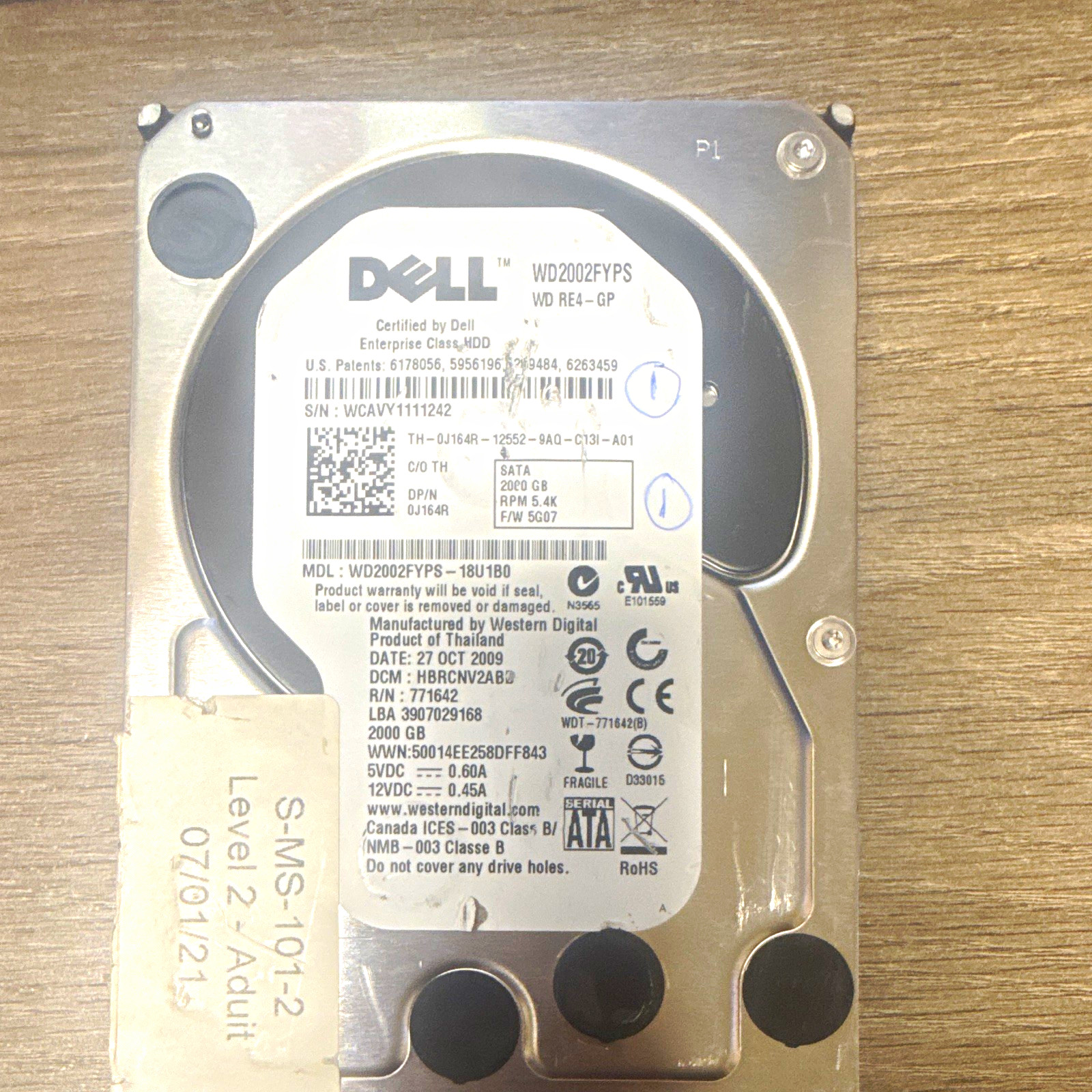 Dell WD2002FYPS RE4-GP 200GB SATA 2.5" 5400RPM 32MB HDD 0J164R