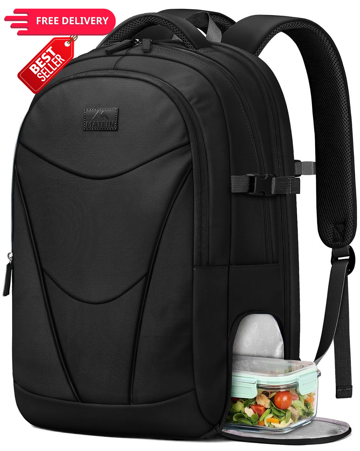 MATEIN HER Work Laptop Backpack for Men Women Fits 17'' 17.3 Inch, Black