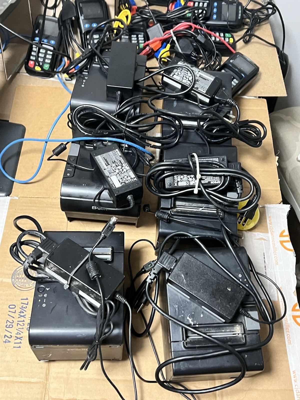 Lot of 6 Epson TM-T20II with power cords and connectors DM for individual set