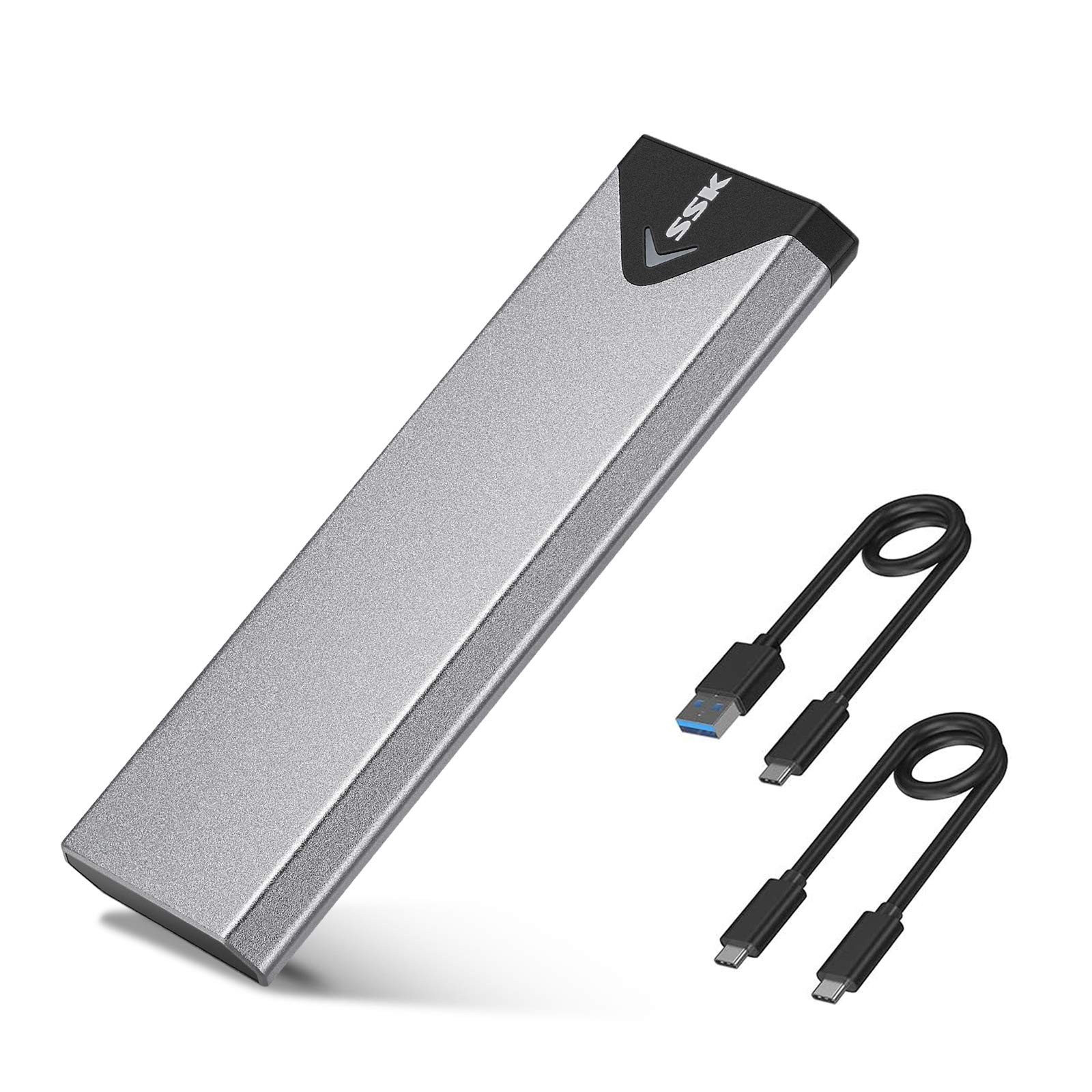 SSK M.2 NVME SATA SSD Enclosure, Improved RTL9210B Chip NVME, Space Gray 