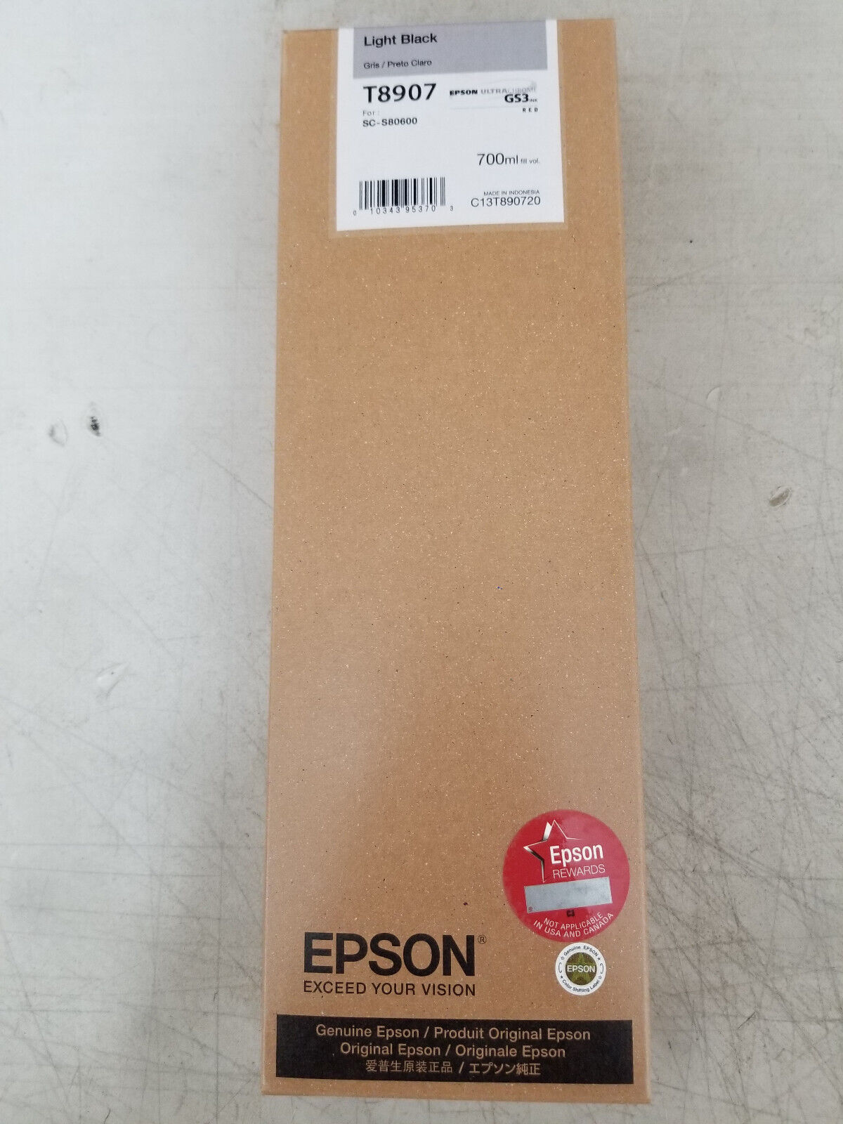 GENUINE Epson GS3 Light Black Ink 700ml (T8907) for S80600