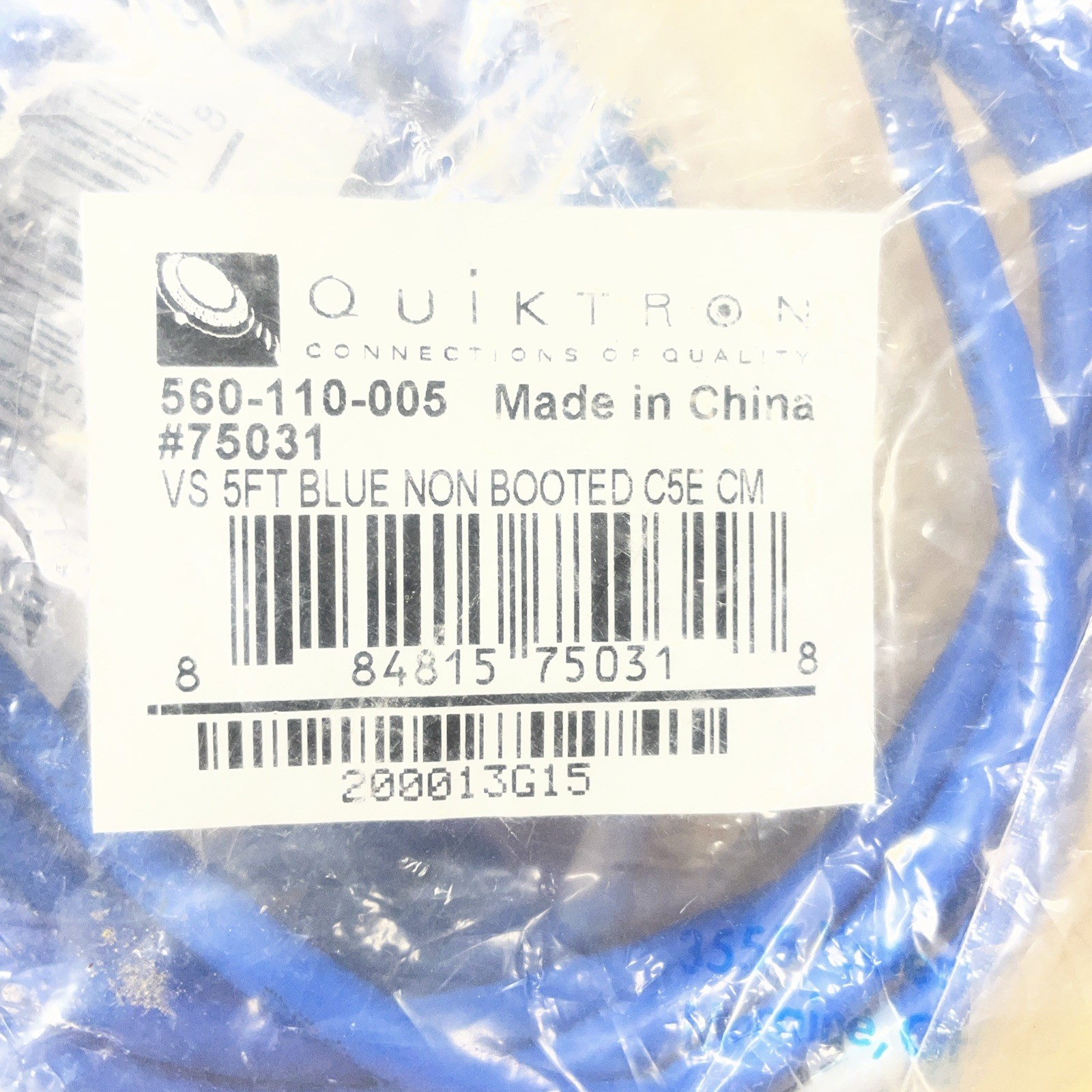 QuikTron VS 5ft Blue Non booted C5E Cat5e Ethernet Cable BRAND NEW 10PK