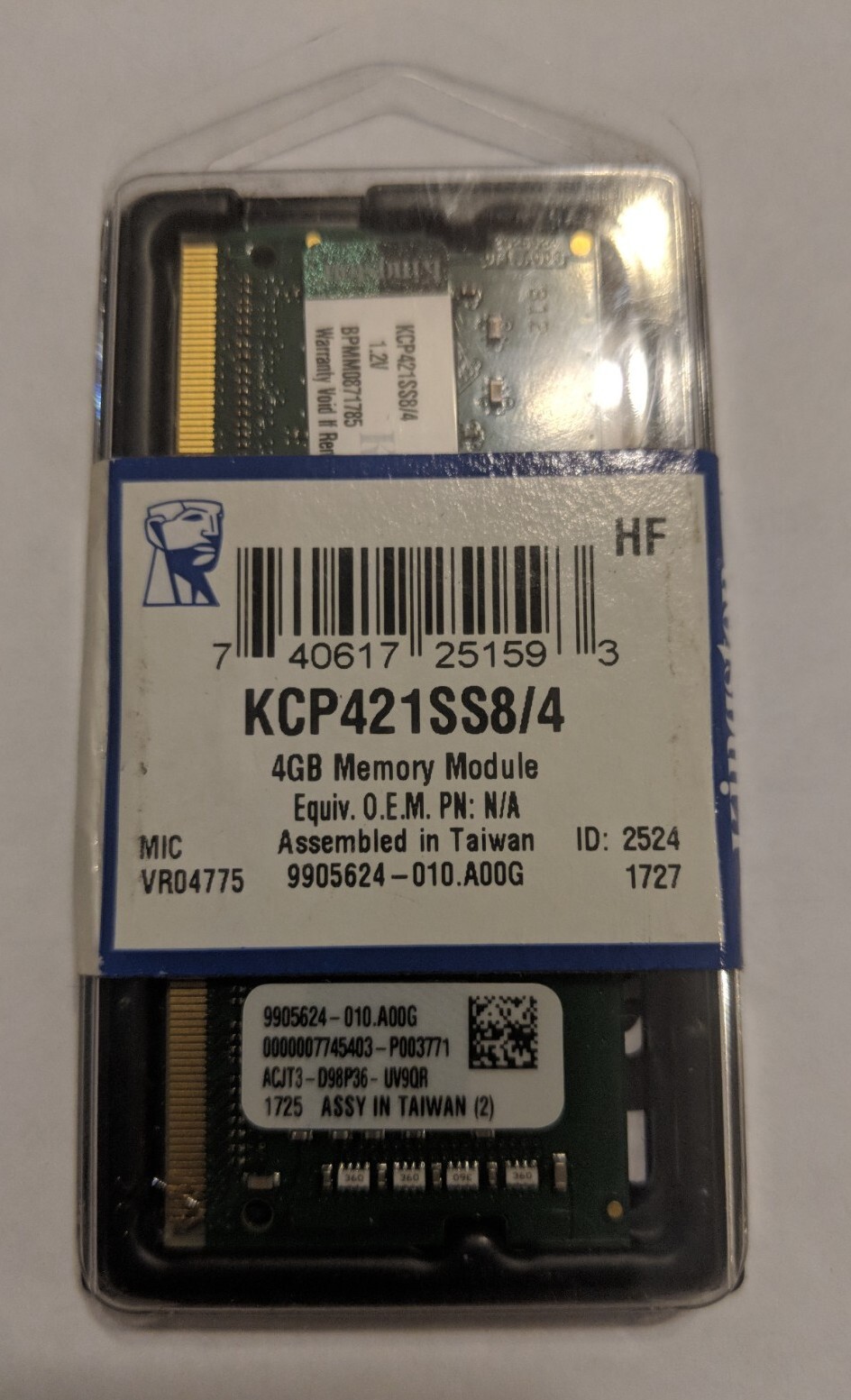 KINGSTON 4GB KCP421SS8/4 PC4-17000 1.2V DDR4-2133MHz MEMORY