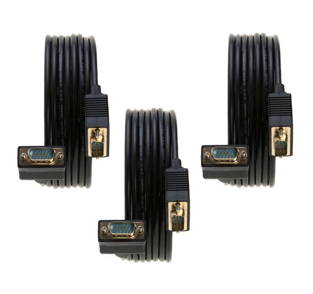 3-Pack- 15FT SVGA M/M 15 Pin Cable HD Display TV Video Projector PC Monitor Cord