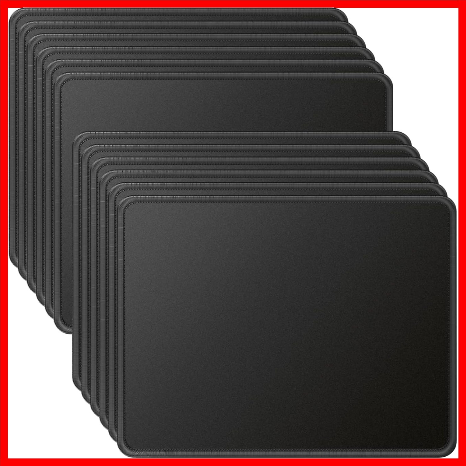 Durable 12-Pack Black Mouse Pads - Smooth, Anti-Fray & Waterproof for All Needs