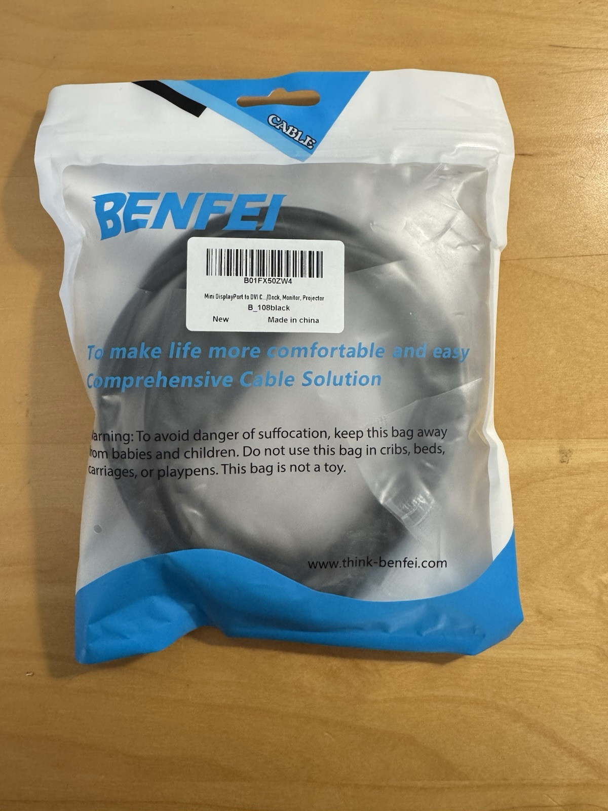 Benfei B01FX50ZW4 B_108black - Mini DisplayPort to DVI Cable 6 foot
