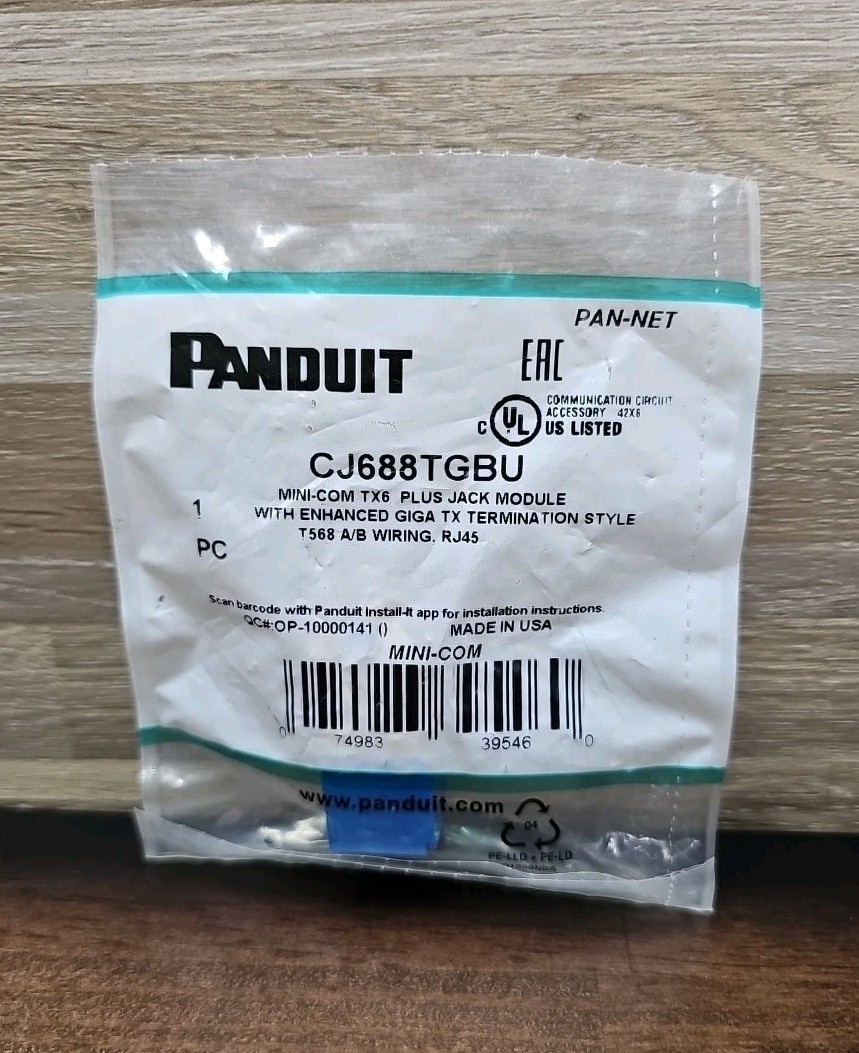 Panduit CJ688TGBU Cat6 Mini-Com Jack Module, Blue