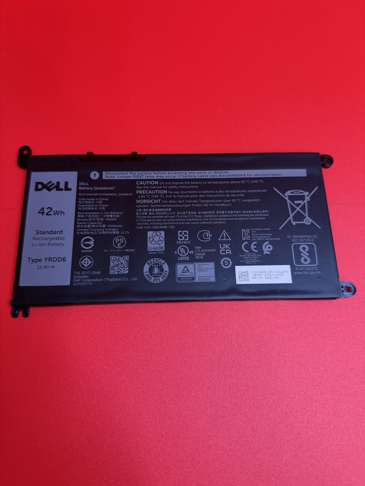 Dell Replacement Battery 42Wh YRDD6 (Not Tested)
