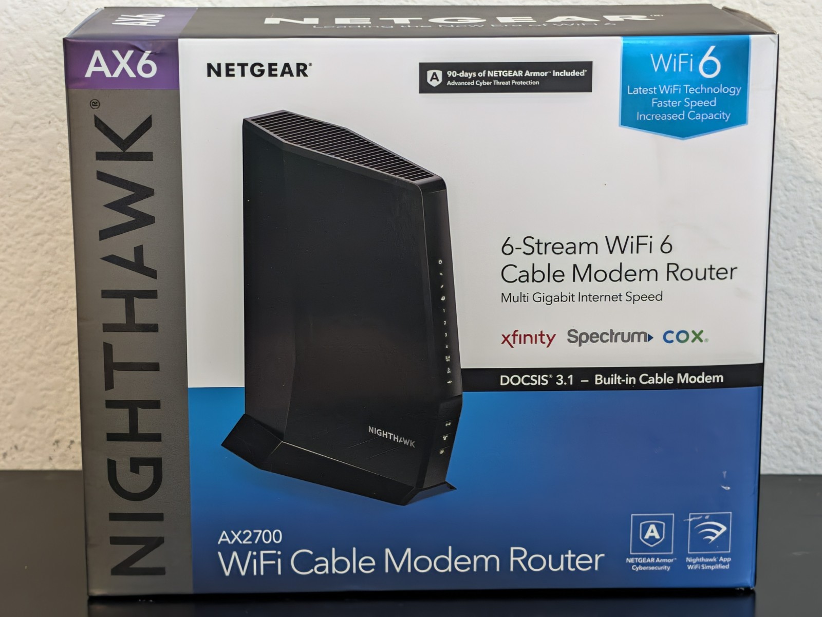 NETGEAR Nighthawk CAX30 AX2700 WiFi 6 DOCSIS 3.1 Cable Modem Router AX6