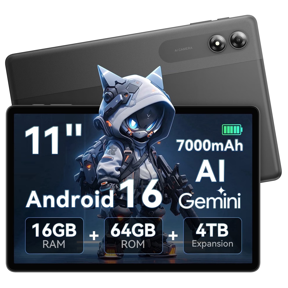 TABWEE T30 11 Inch Android 16 Tablet 64GB ROM 4TB Expansion 7000mAh 5G WiFi GPS
