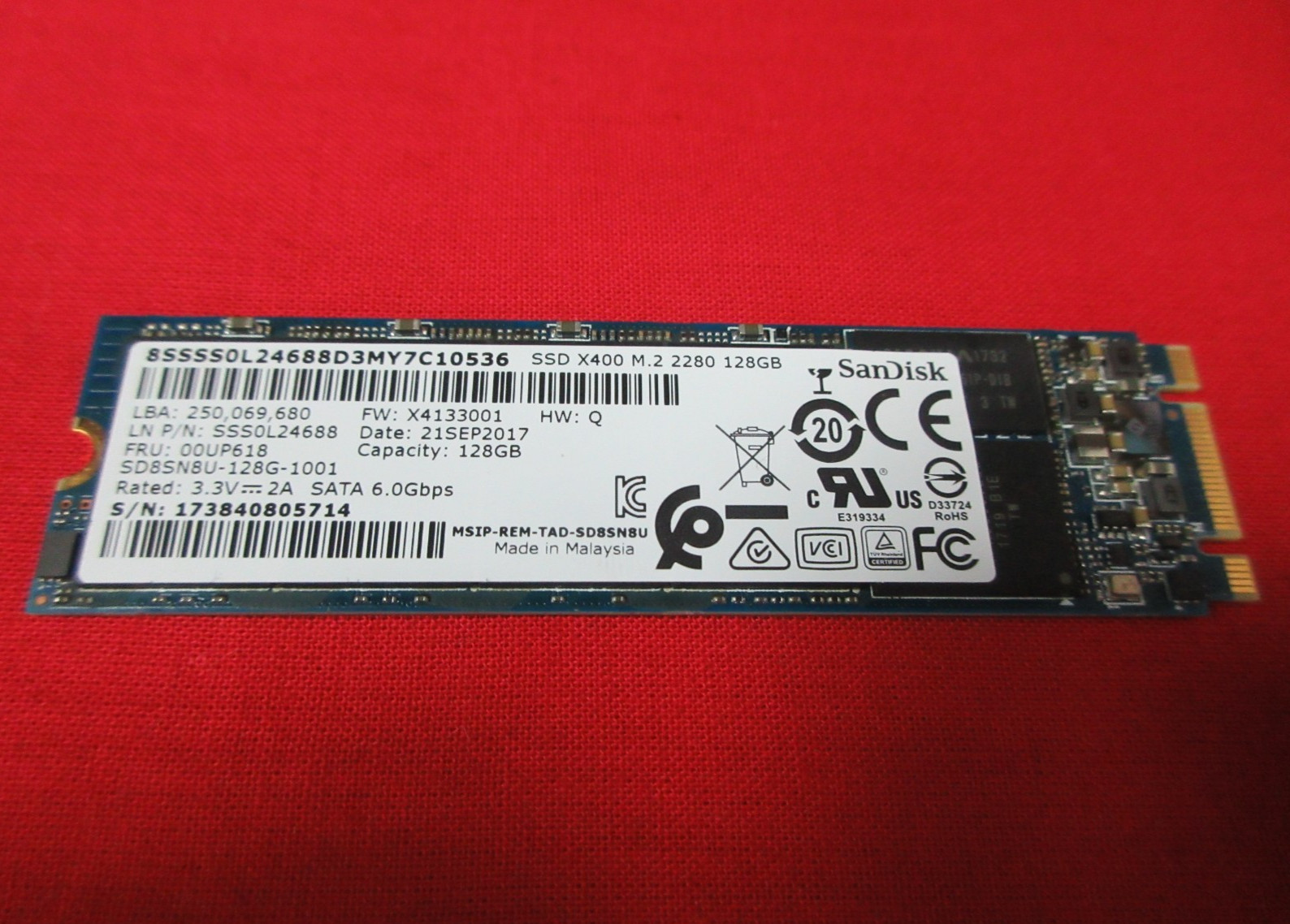 OEM SANDISK X400 M.2 2280 SATA 6.0Gbps 128GB SOLID STATE DRIVE SD8SN8U-128G-1001