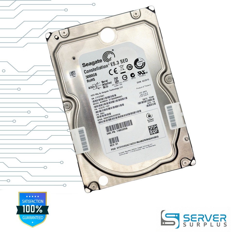 EMC Constellation ES.3 SED 3TB SAS 6Gb/s 3.5-Inch Enterprise HDD | 118033259 | S