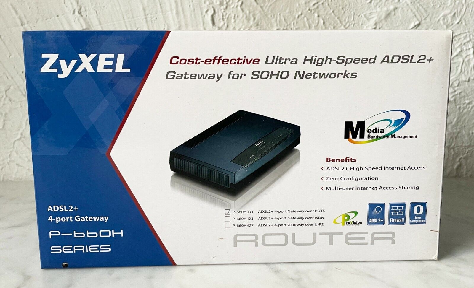 Zyxel Router P-660H-D1 Ultra High-Speed ADSL2+ 4-Port Gateway in Box