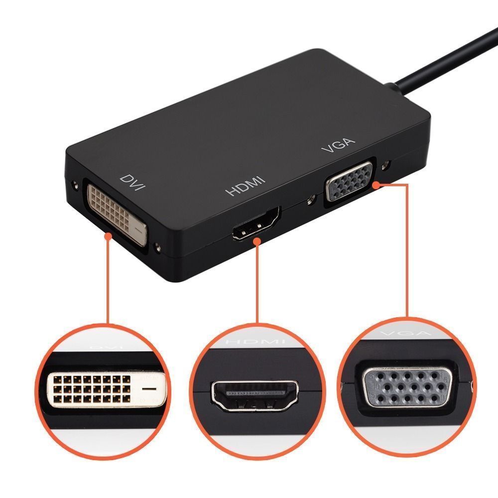 3 In 1 Thunderbolt Mini Display Port DP To HDMI DVI VGA Adapter for Surface pro 