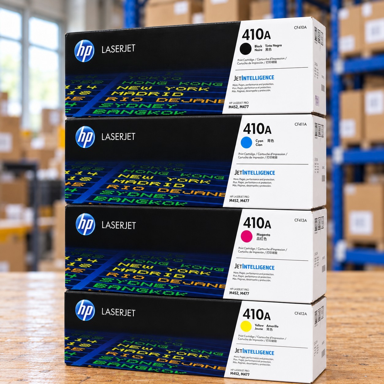 HP 410A Toner Set Cartridge CMYK 4 Pack CF410A-CF413A M452 M477 New Sealed Box