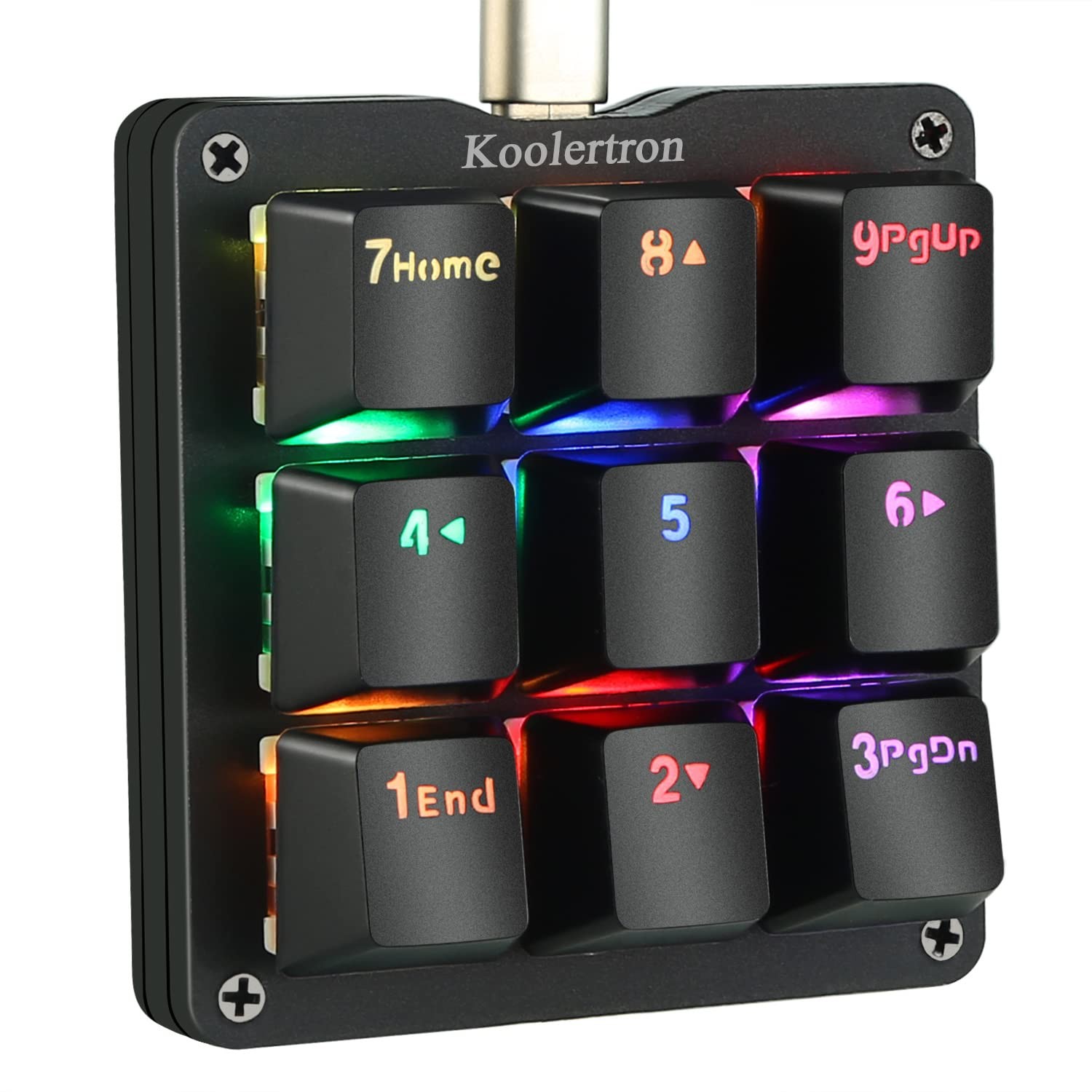 Koolertron One Handed Macro Mechanical Keyboard, RGB LED Backlit Portable Min...