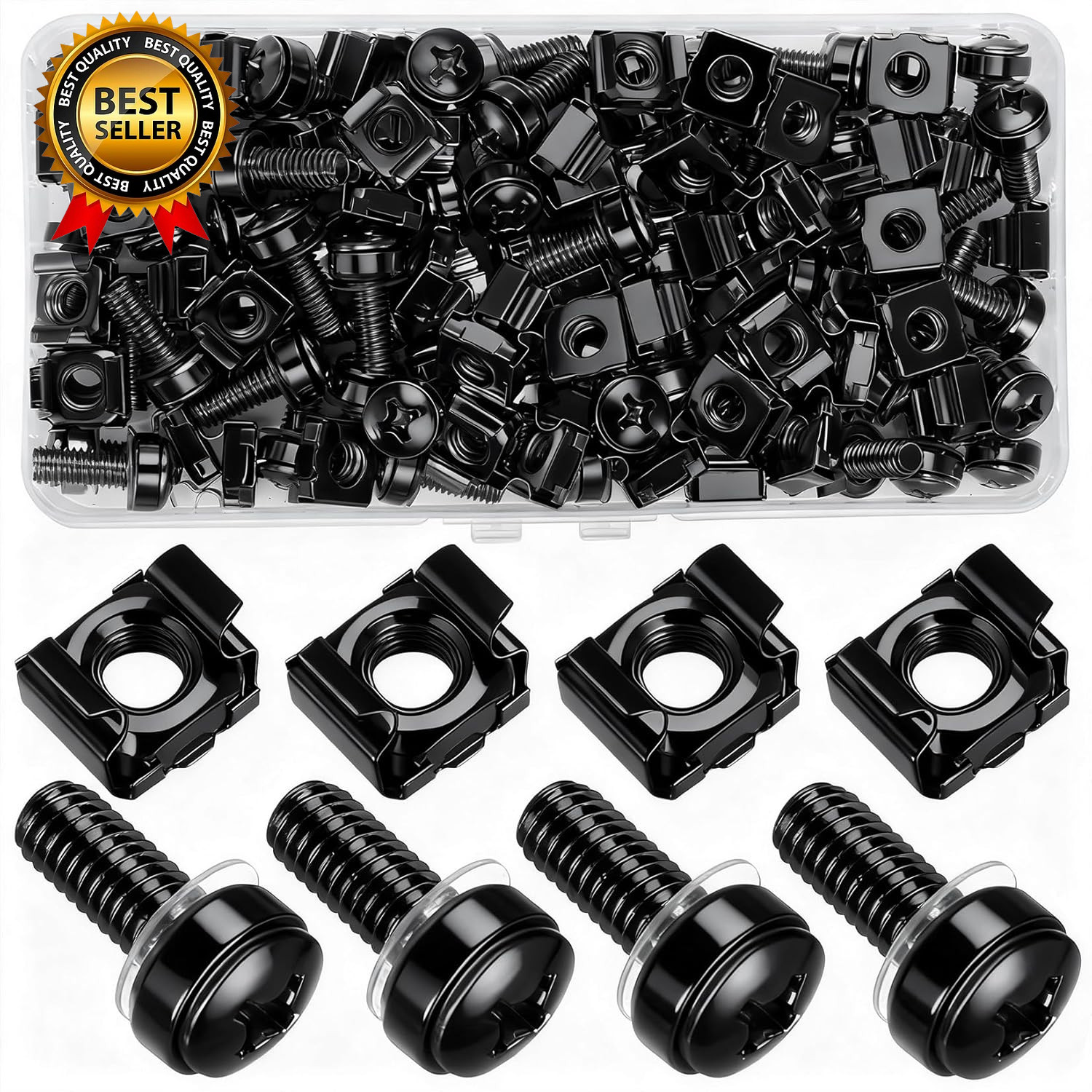 110 Pcs/55 Set Rack Mount Screws and Cage Nuts for Rack Mount Server Cabinet, Bl