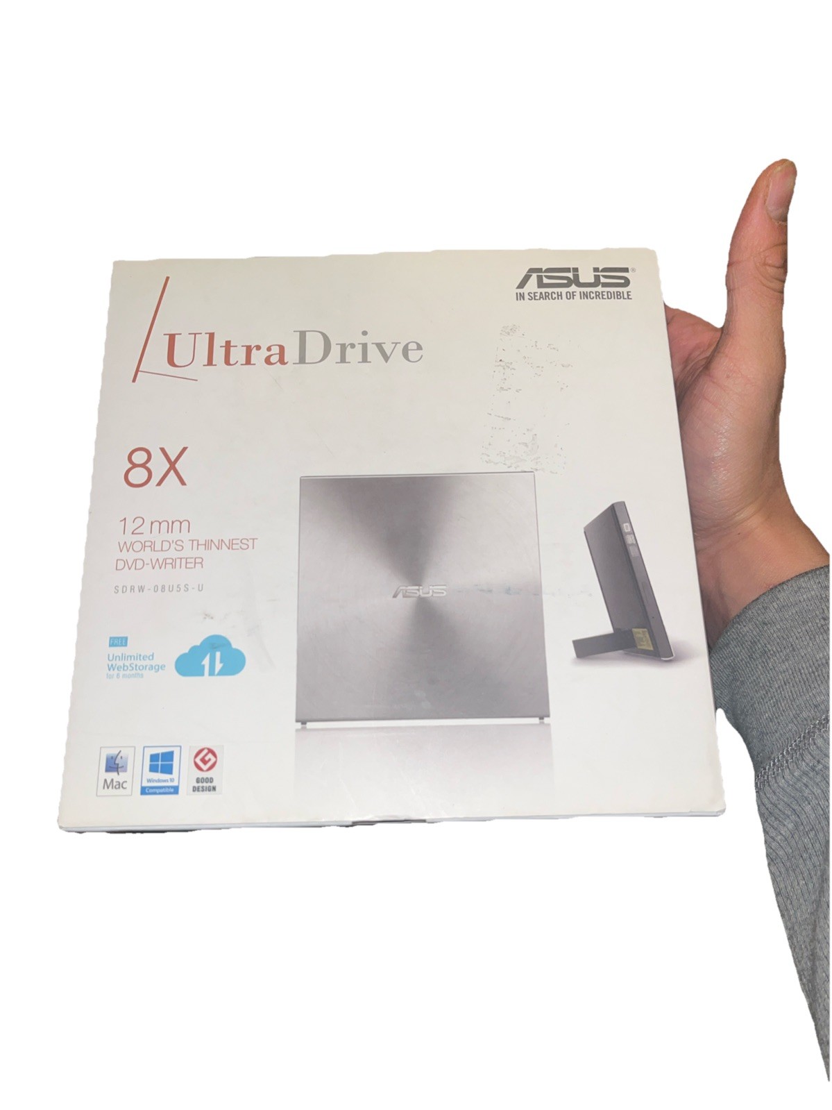 NEW Asus SDRW-08U5S-U 8X ULTRA EXTERNAL SLIM DVD Writer for Windows and Mac OS