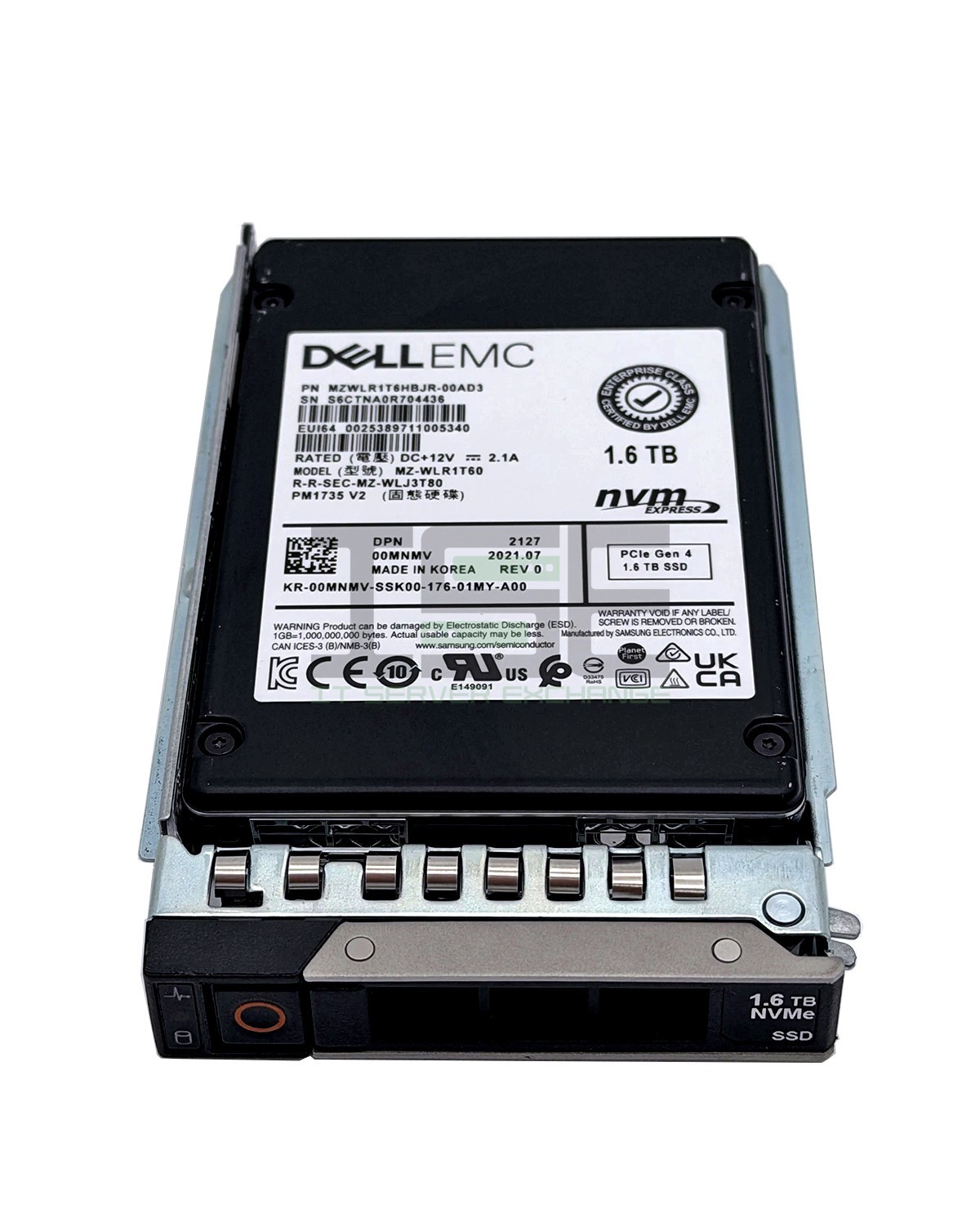 0MNMV Dell 1.6TB PCIe Gen4 NVMe Mixed Use 2.5in SSD MZ-WLR1T60 00MNMV