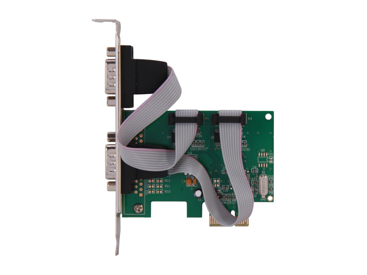 SI-PEX15037 2 Serial DB9 RS-232 Ports PCI-e x1 Card with Low Profile SYBA