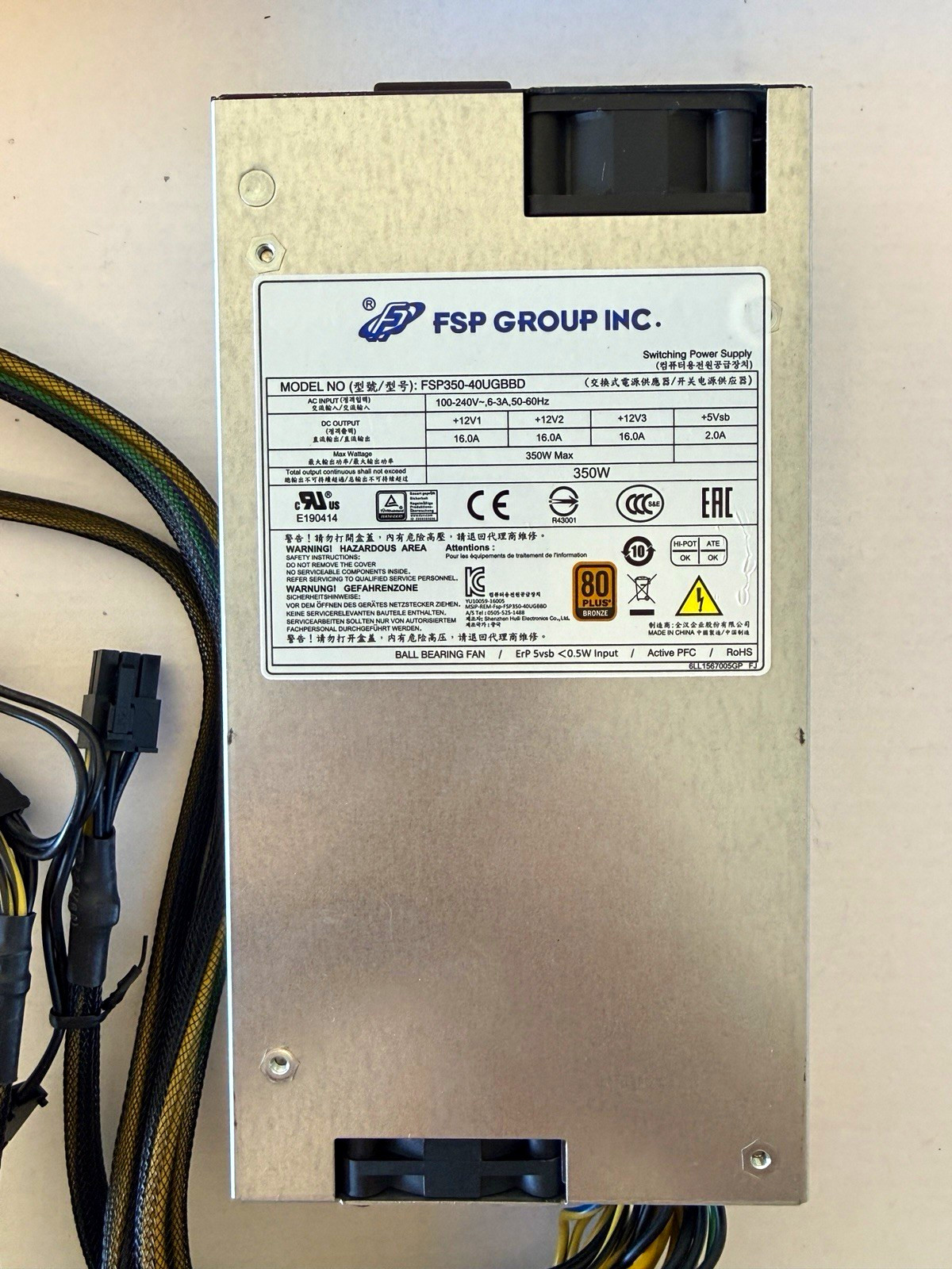 FSP FSP350-40UGBBD 350W Flex ATX Switching Power Supply. 80 BRONZE