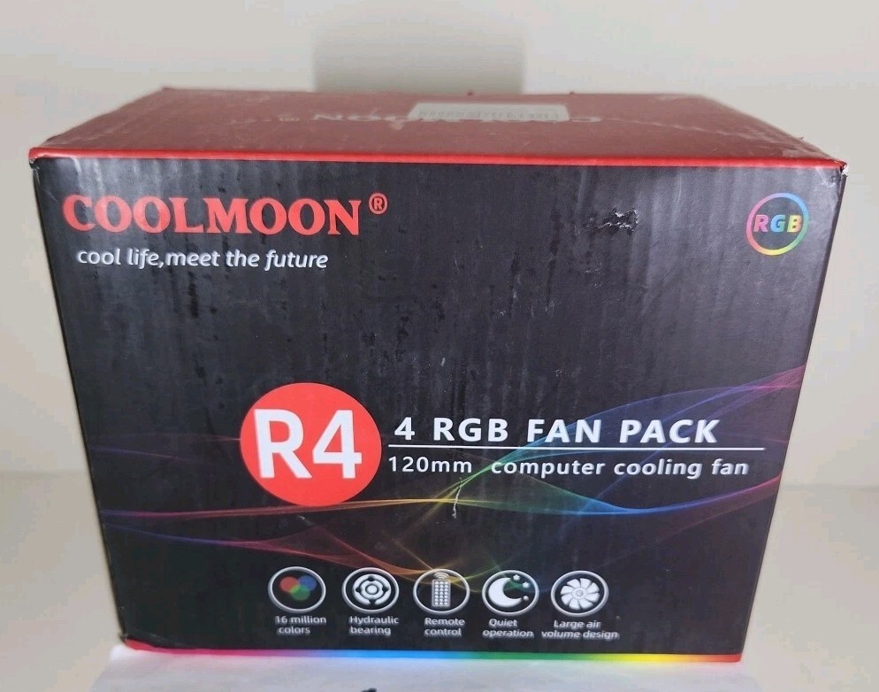 CoolMoon RGB Fans 120mm 4 pack New 