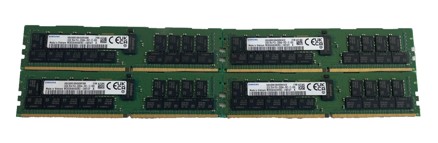 *LOT OF 4* Samsung 32GB DDR4-3200 ECC RDIMM 2Rx4 PC4-25600 M393A4K40DB3-CWEGY