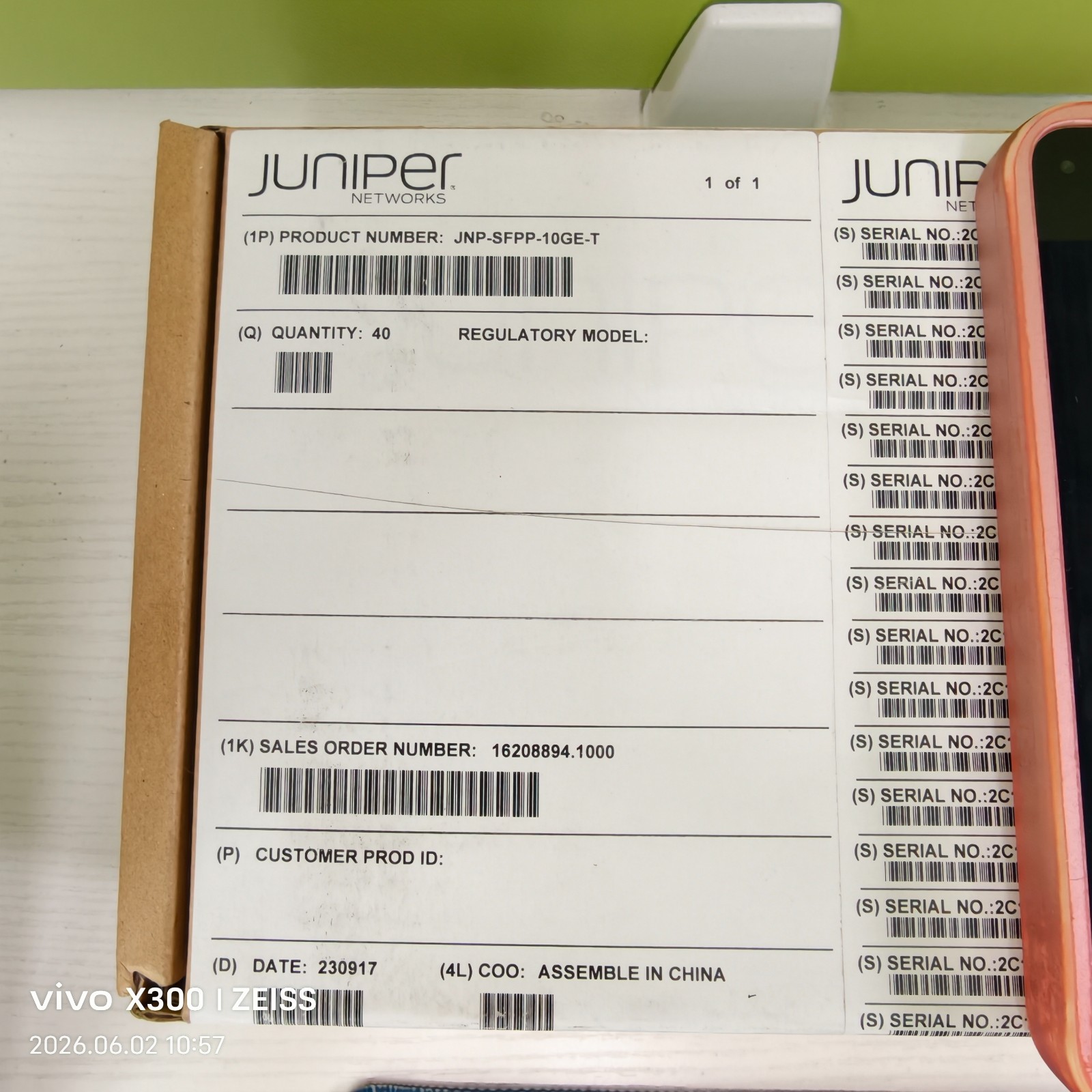 1pcs Juniper JNP-SFPP-10GE-T SFP+ 100/1000/10GBASE-T 740-083295