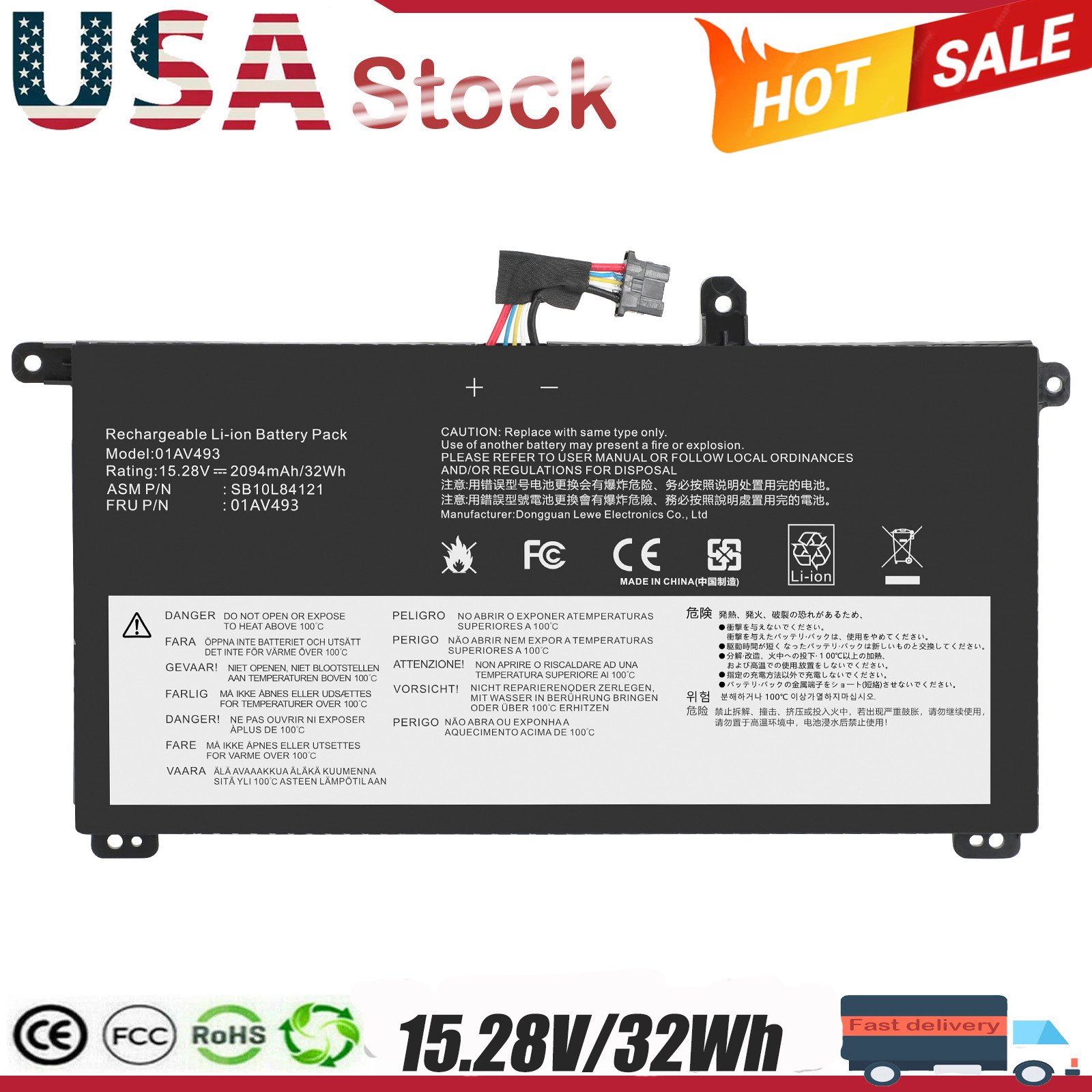 01AV493 Battery for Lenovo ThinkPad T570 T580 P51s P52s 00UR890 00UR891 00UR892