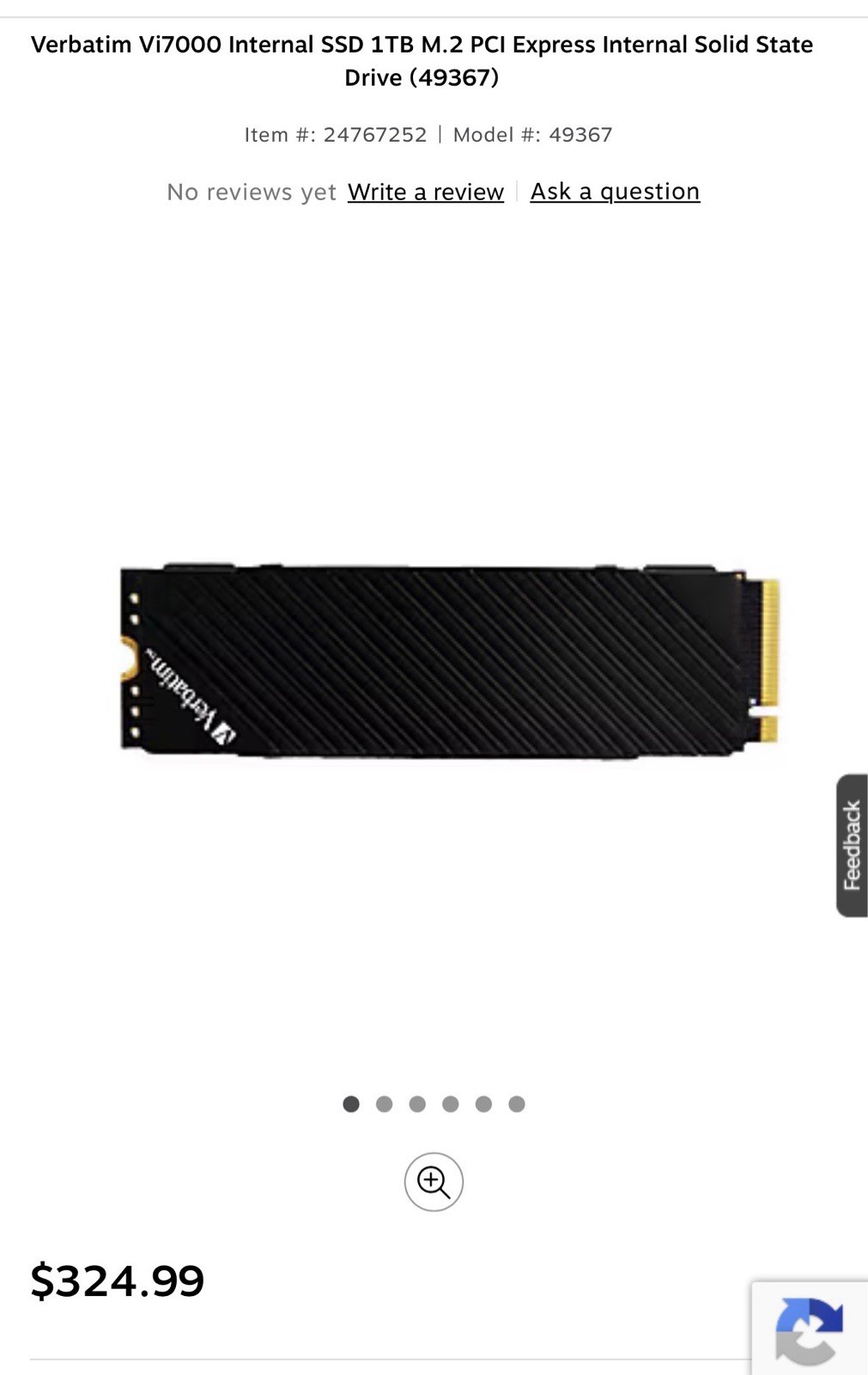 (BEST) Verbatim Vi7000G 1TB PCIe NVMe M.2 2280 Internal SSD Heatsink PS5/PC