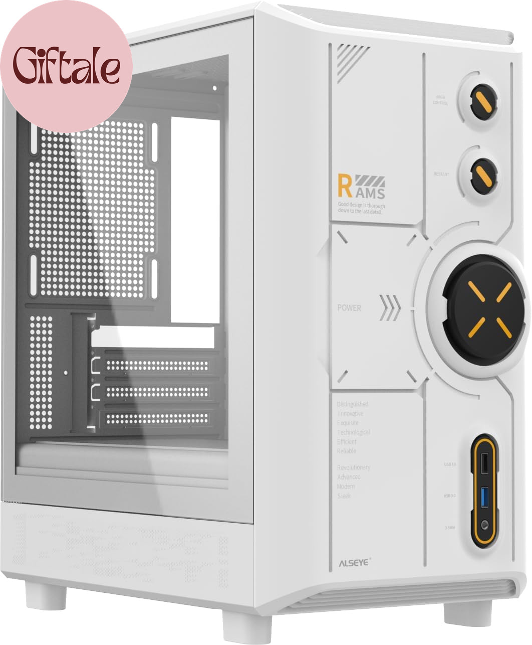 Rams 2.0 White Micro ATX ITX Gaming PC Case ARGB Tempered Glass