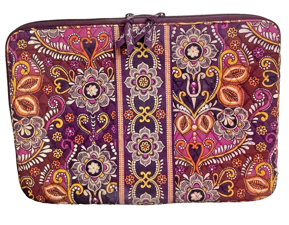 Quilted Vera Bradley Laptop Sleeve In The Floral Paisley Print "Safari Sunset"