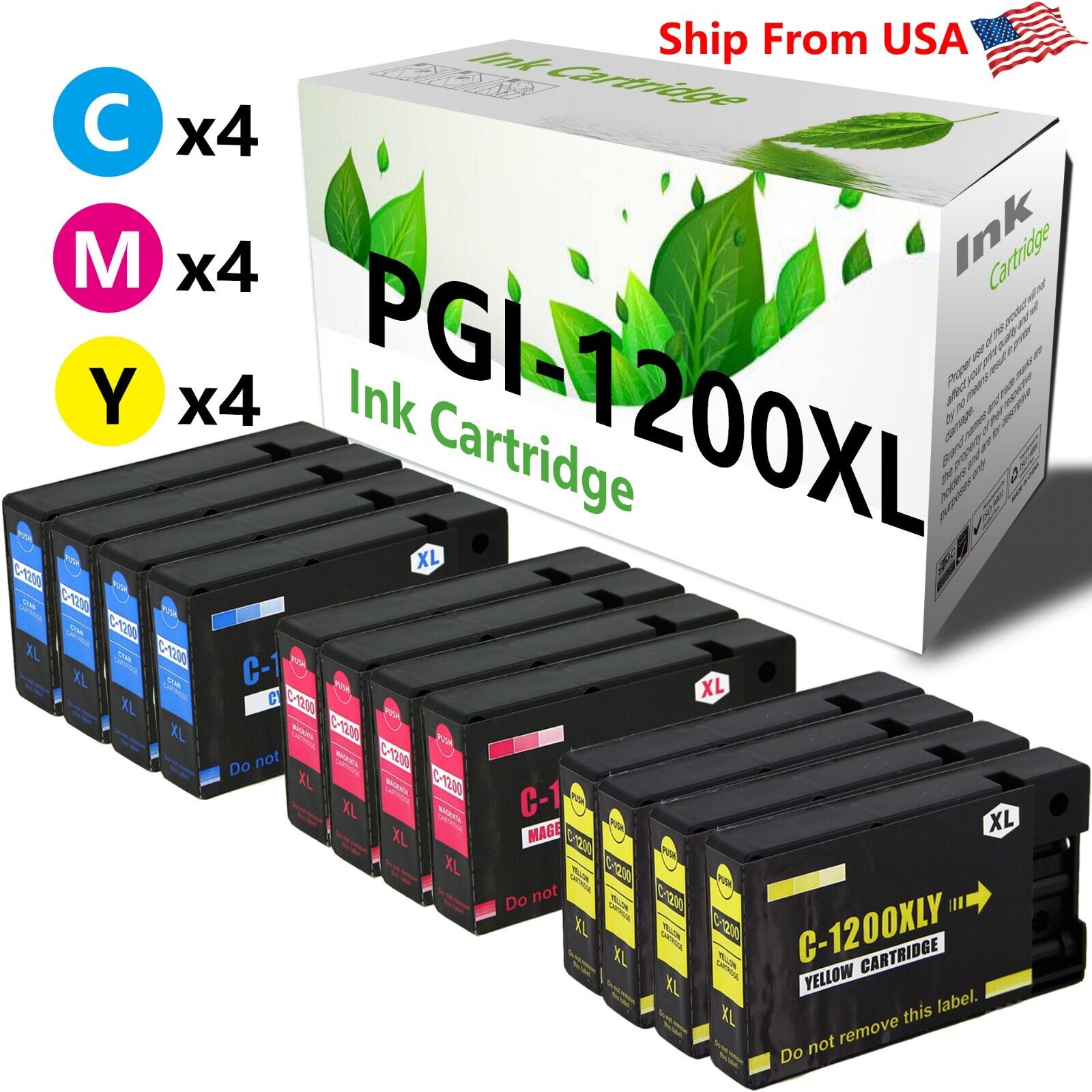 12-Pack Color Ink Cartridge PGI1200 1200XL for MB2720 MB2350 MB2320 Printer