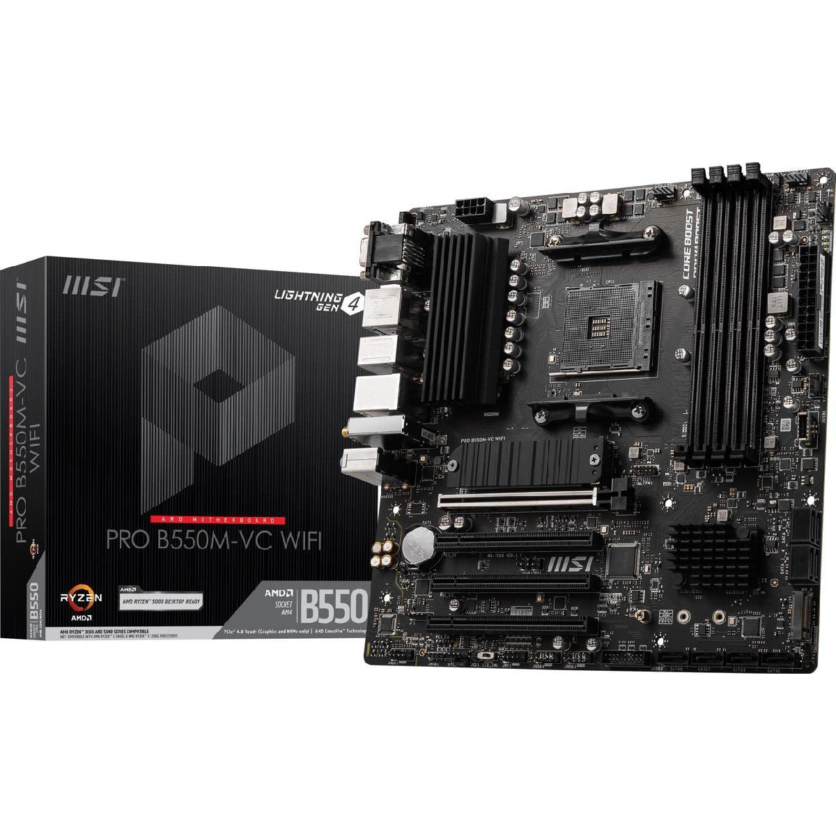 Msi Pro B550M-Vc Wifi Proseries Motherboard Amd Ryzen 5000 Series Am4 Ddr4 Pcie