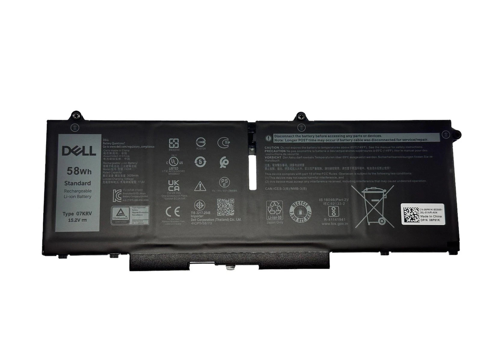 58WH 07KRV Genuine Battery For Dell Latitude 5330 7330 7430 7530 Precision 3570