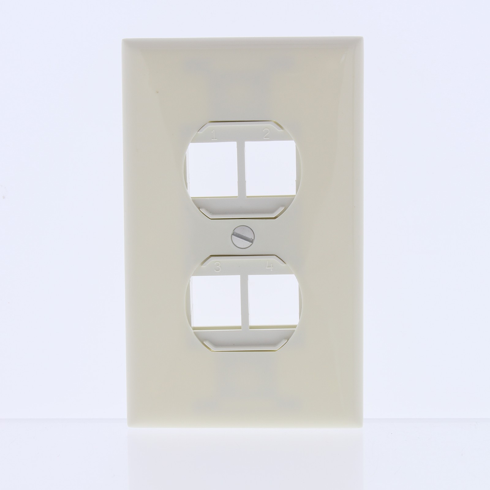 Leviton 41087-4A Almond 1-Gang Flush Snap-In 4-Port Duplex Style 106 Insert