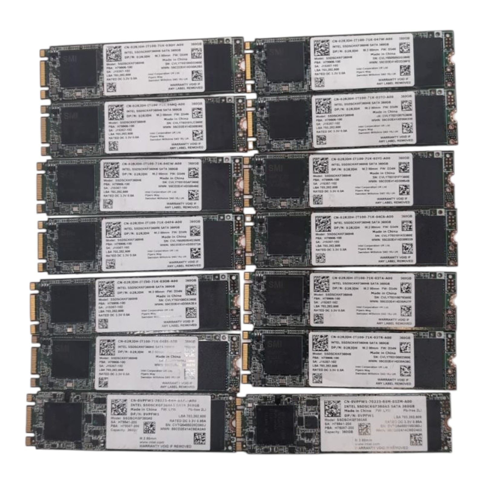 Intel Mixed Lot 14 SSDSCKKF360H6 SSDSCKGF360A5 360GB M.2 2280 / 02RJDН 0VPFW1