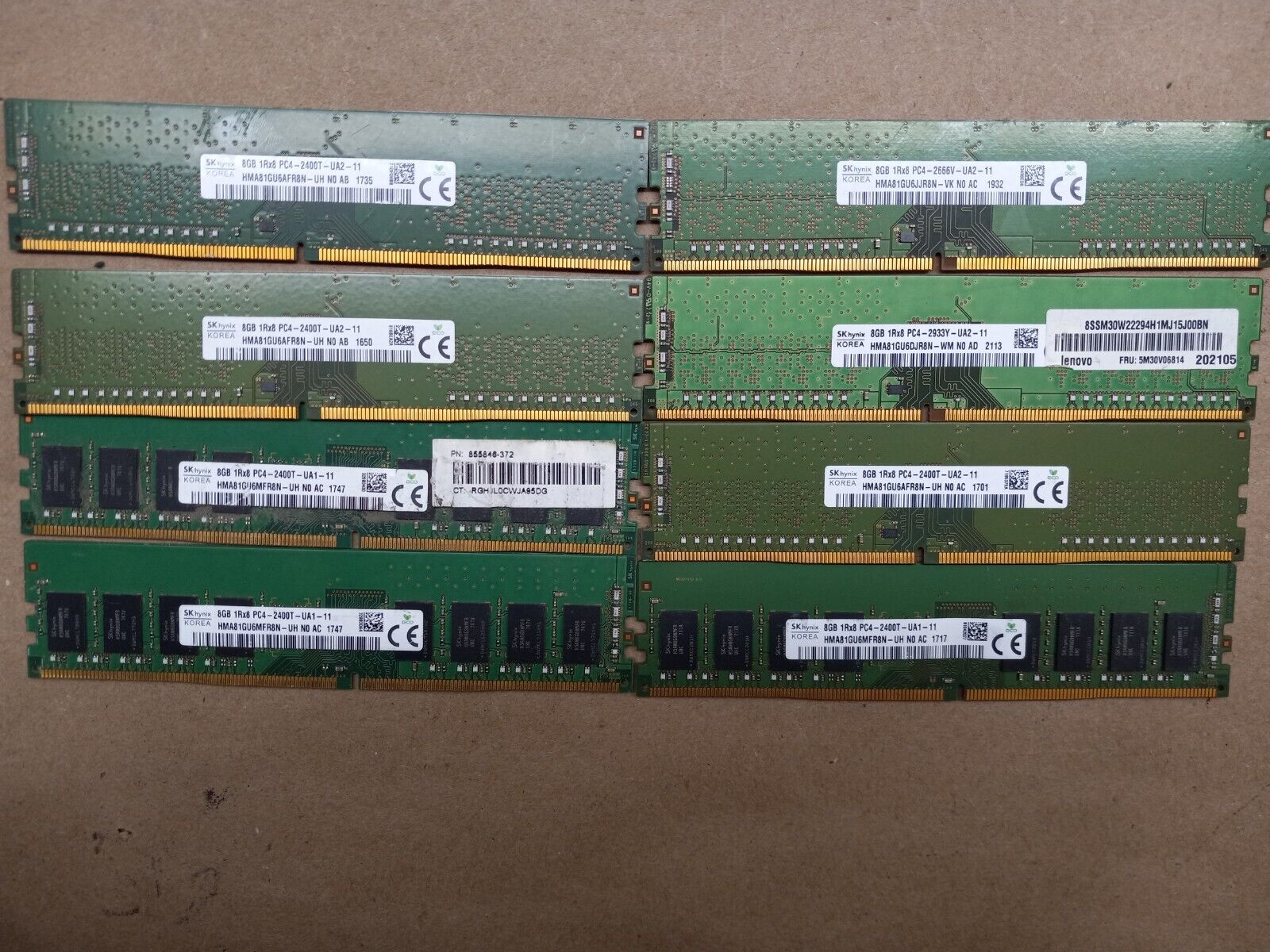 LOT OF 8 SK HYNIX 8GB (8X8GB) DDR4 PC4 DESKTOP RAM MEMORY (MM207)
