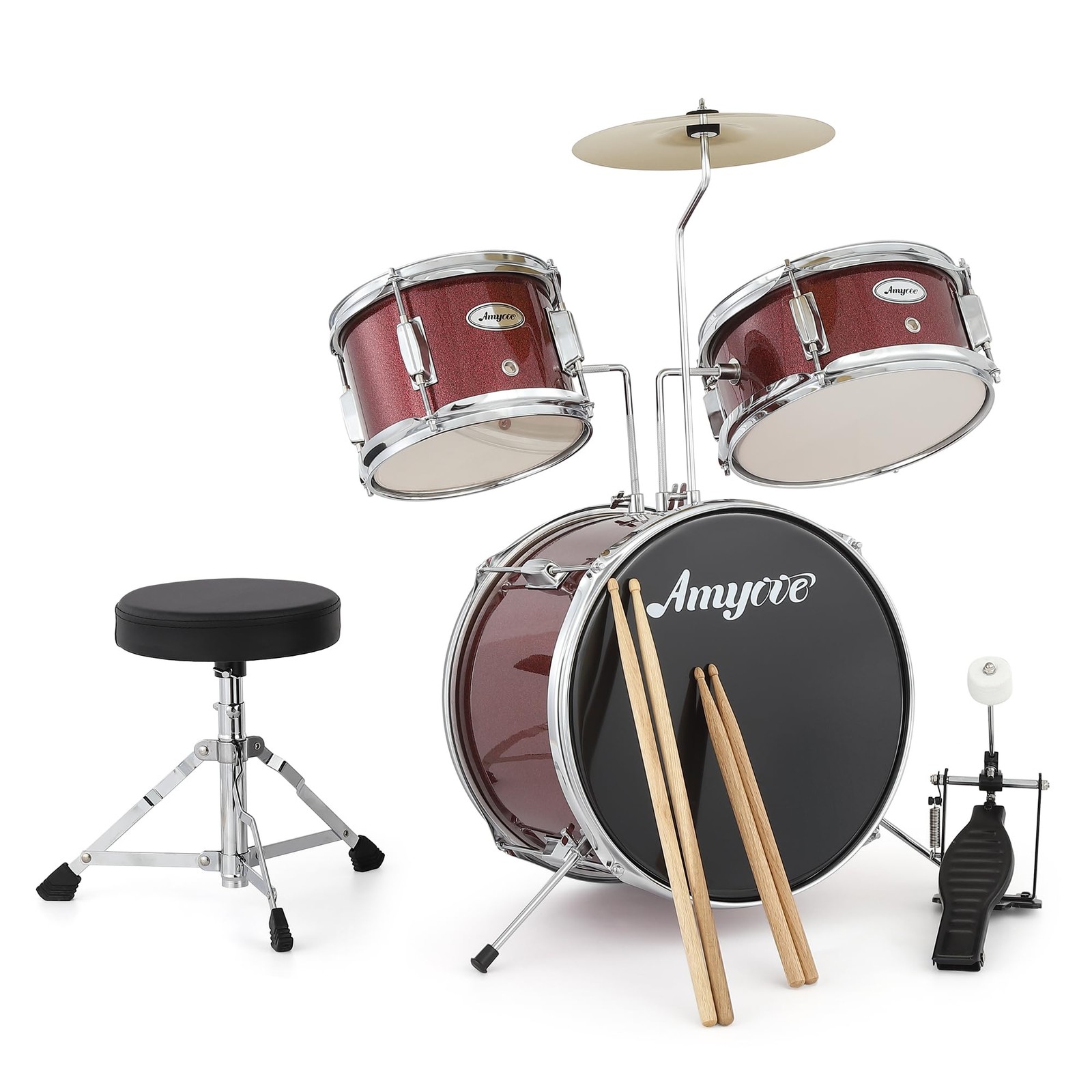 Kids Drum Set, 3 Piece Junior Drum Set with with Cymbal, Tom, Bass Drum, Drum...