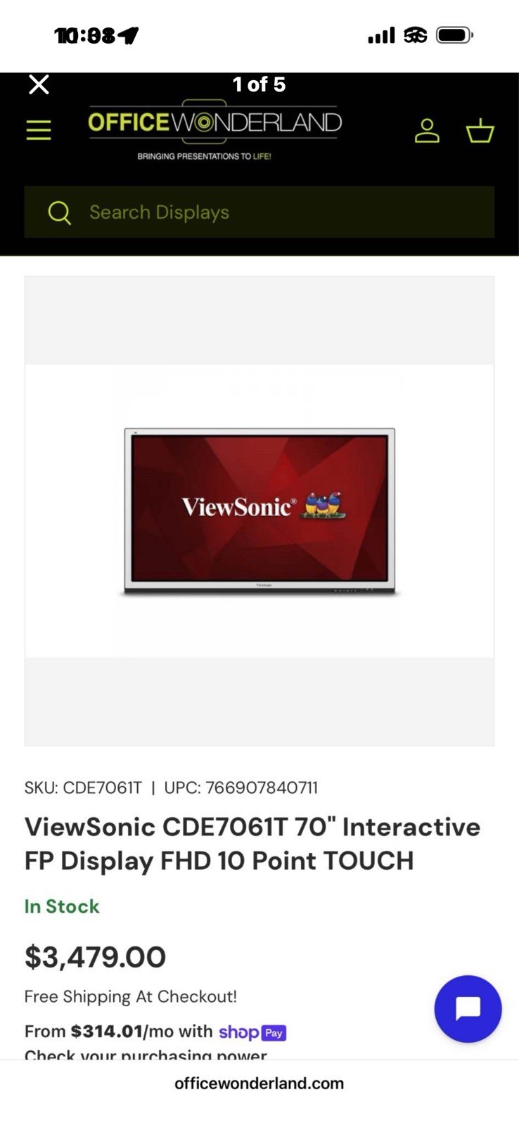 ViewSonic CDE7061T 70" Full HD Interactive Display
