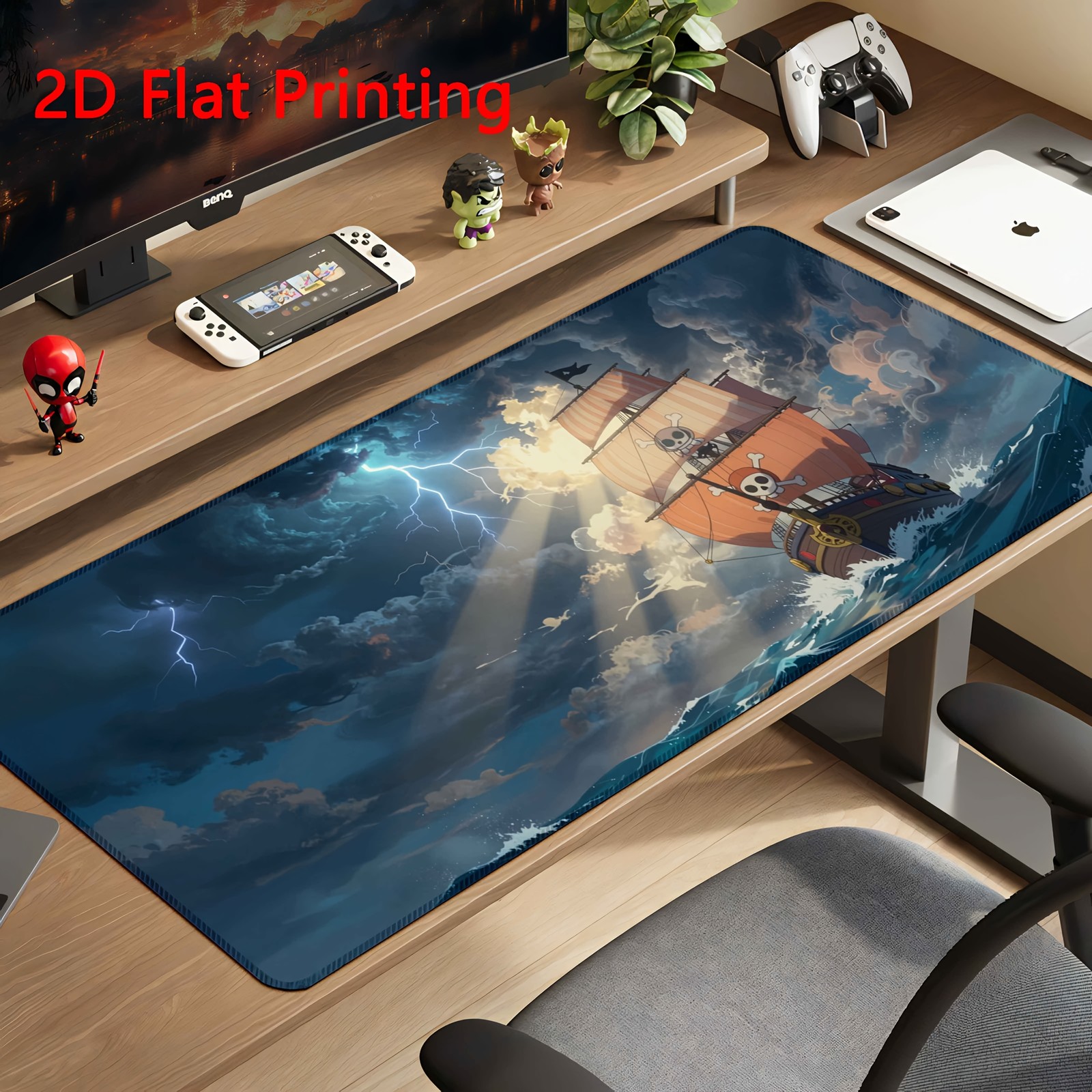 1pc Pirate Ship Design Mouse Pad, Suitable for Gaming, Office Desk, Computer U