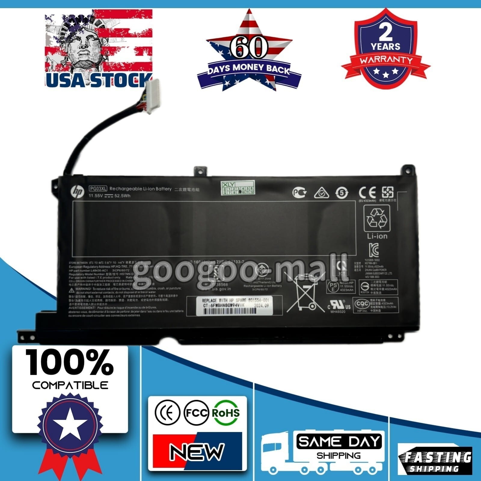 Genuine PG03XL L48495-005Battery for HP PAVILION 15-DK 16-A 15-dk0020TX TPN-C141