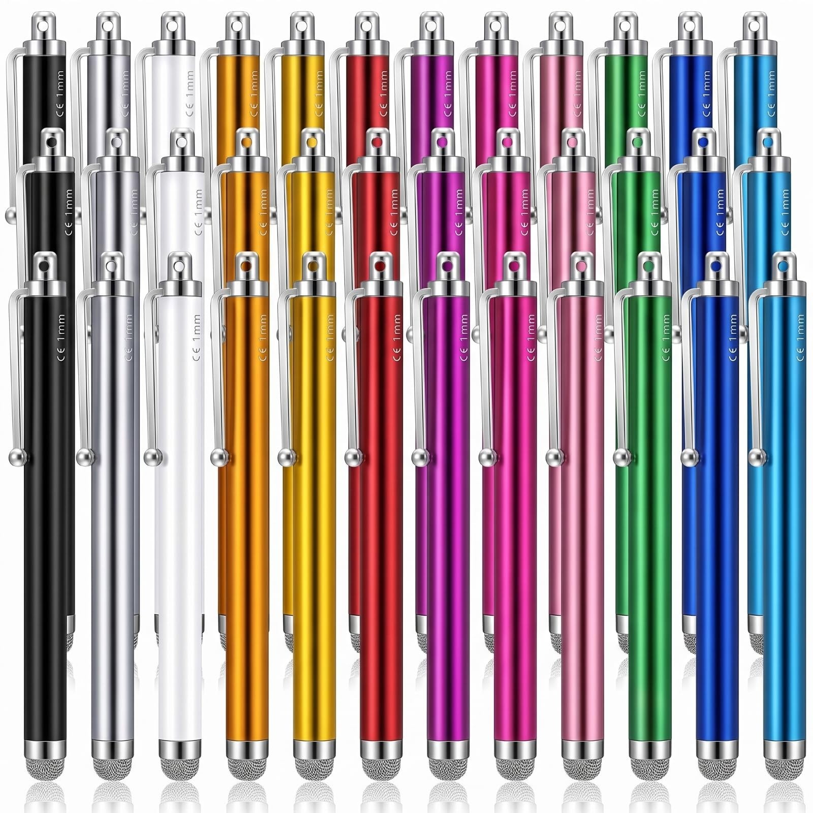 36 Pack Fiber Tip Stylus Pens for Universal Touch Screens - 12 Vibrant Colors