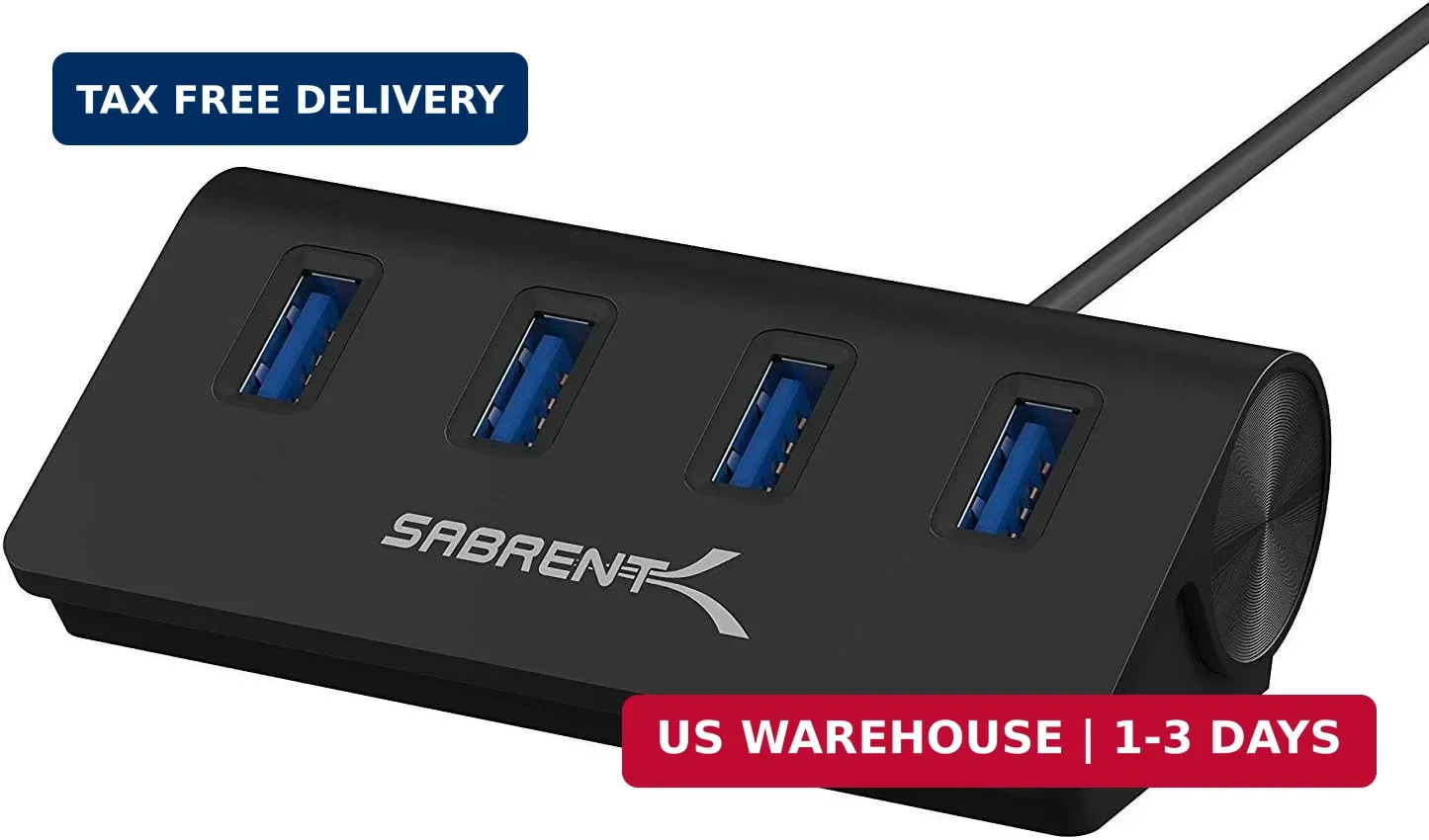 SABRENT 4-Port USB 3.0 Hub Aluminum Portable Data Hub with 2.5ft USB 3.0 Cable f
